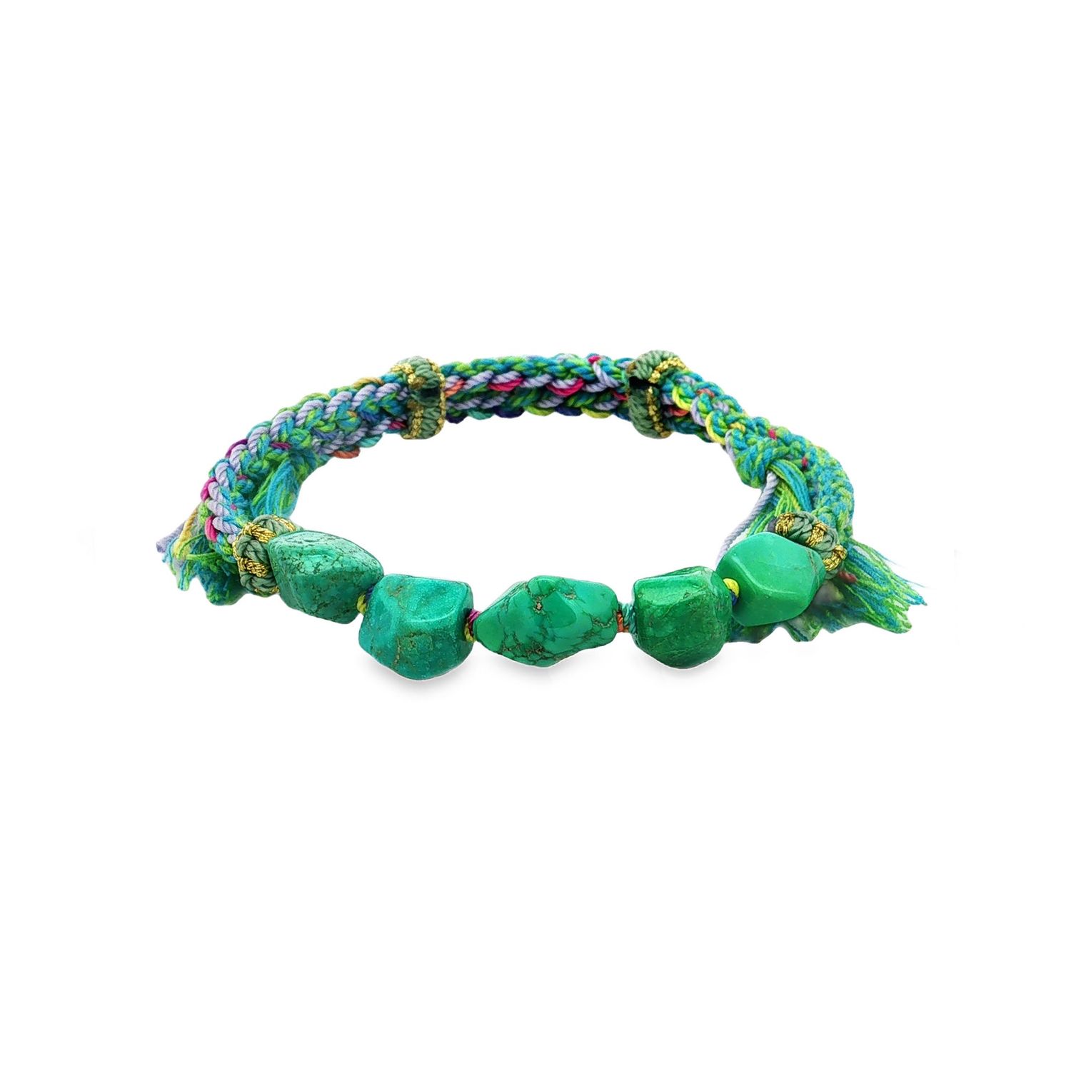 Bohemian Natural Lake Green Turquoise Handwoven Adjustable Bracelet LYF0008