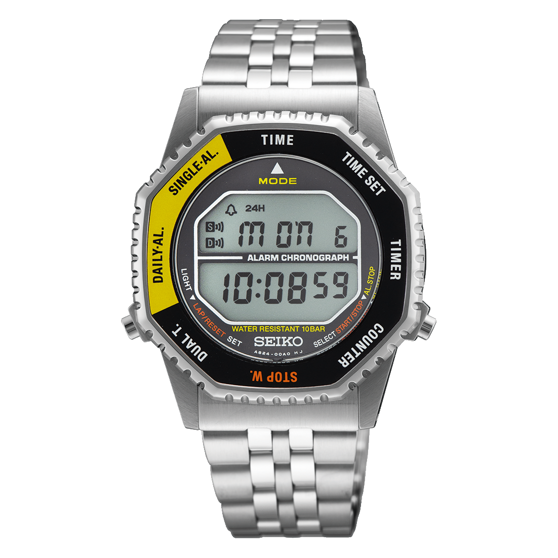 Seiko Rotocall Quartz Chronograph Grey Digital Dial Men's Watch SMGG17
