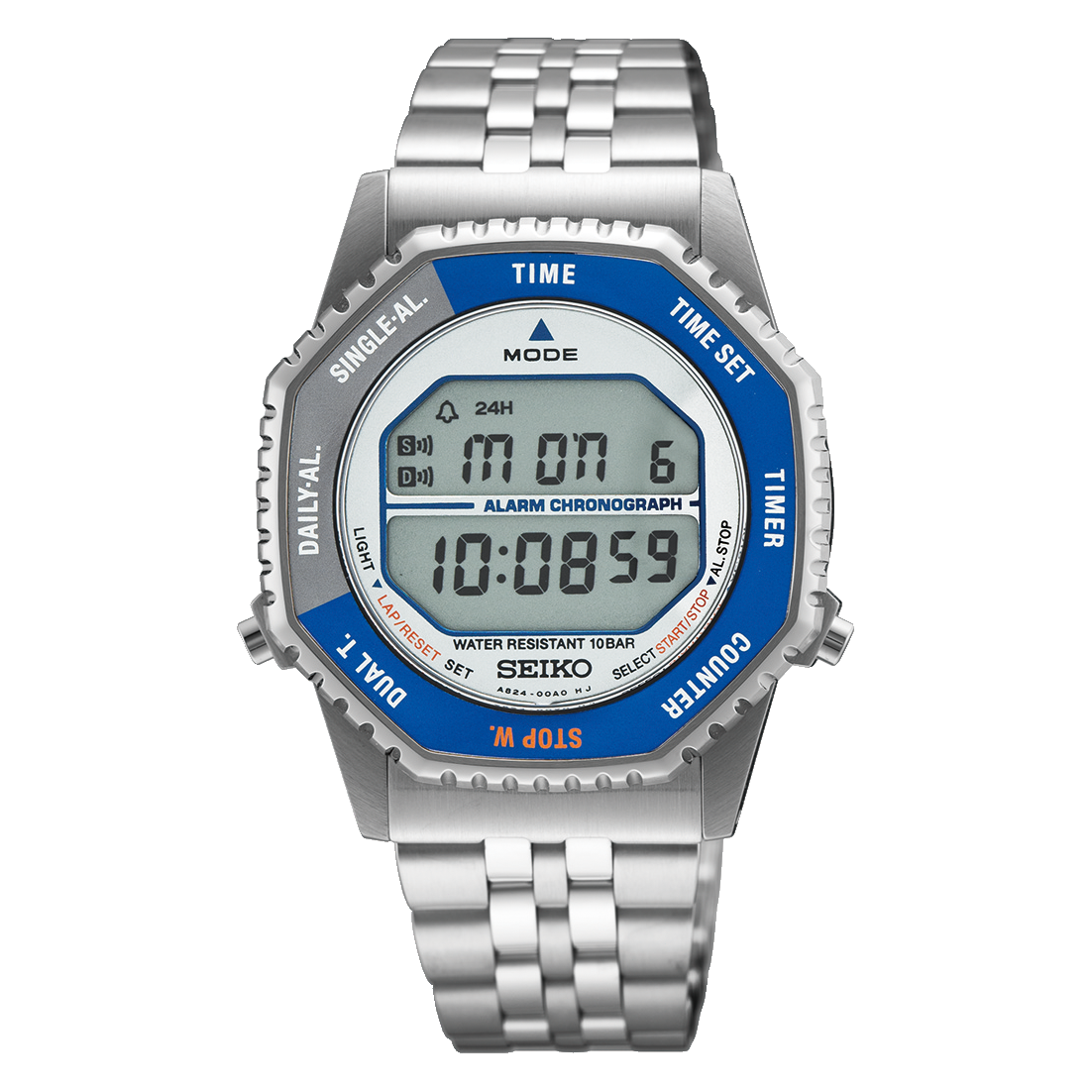 Seiko Rotocall Quartz Chronograph Blue Digital Dial Men's Watch SMGG21