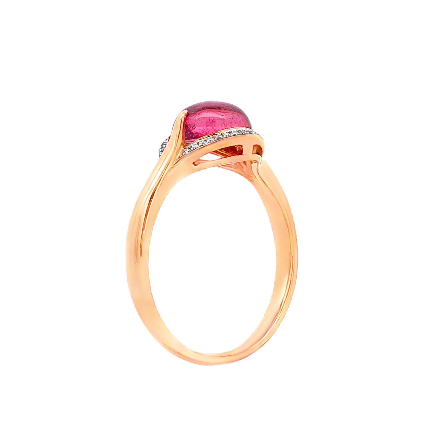 18K Rose Gold Natural Tourmaline And Diamond 5.5# Engagement Ring CY0003