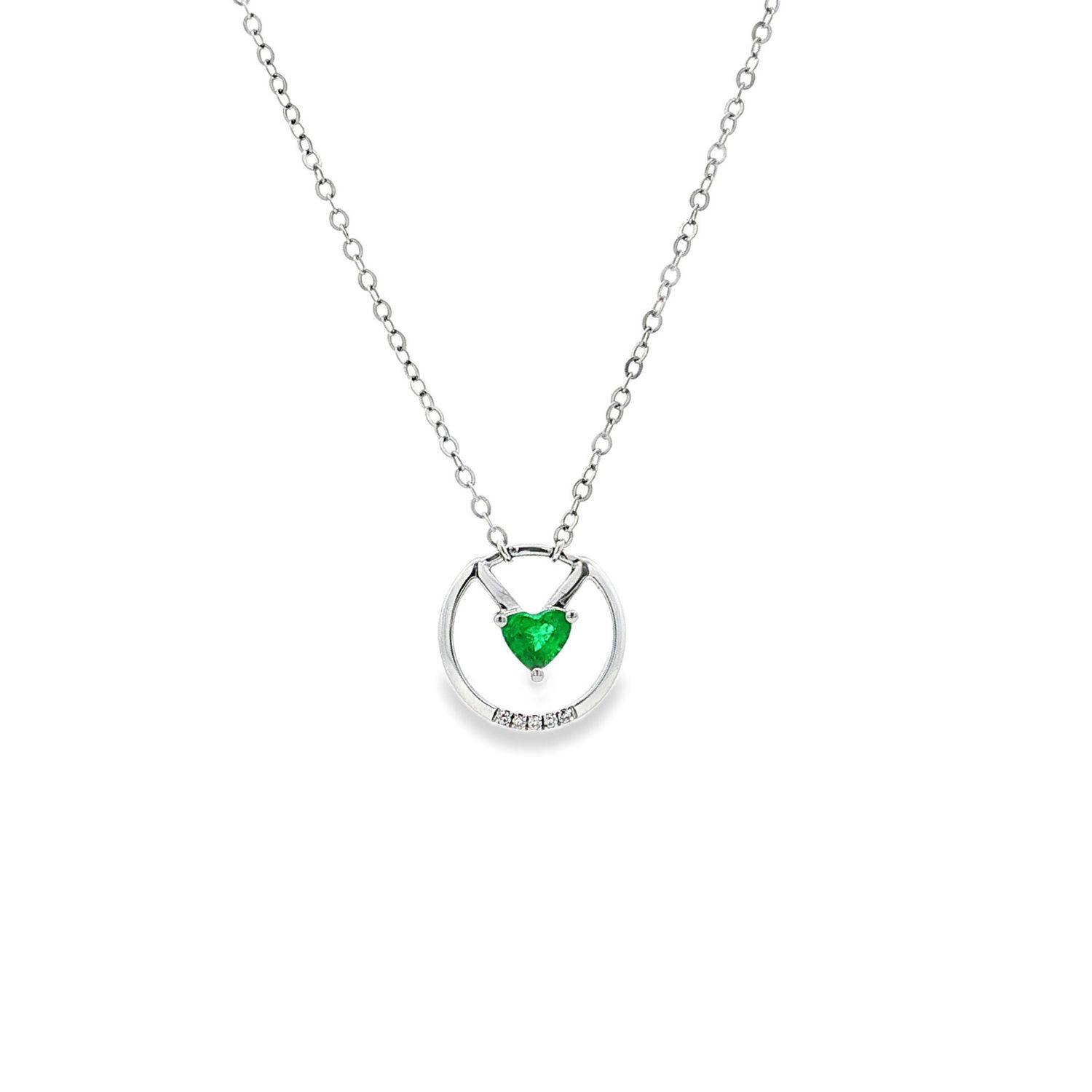 18K White Gold Natural Emerald And Diamond Necklace CY0027