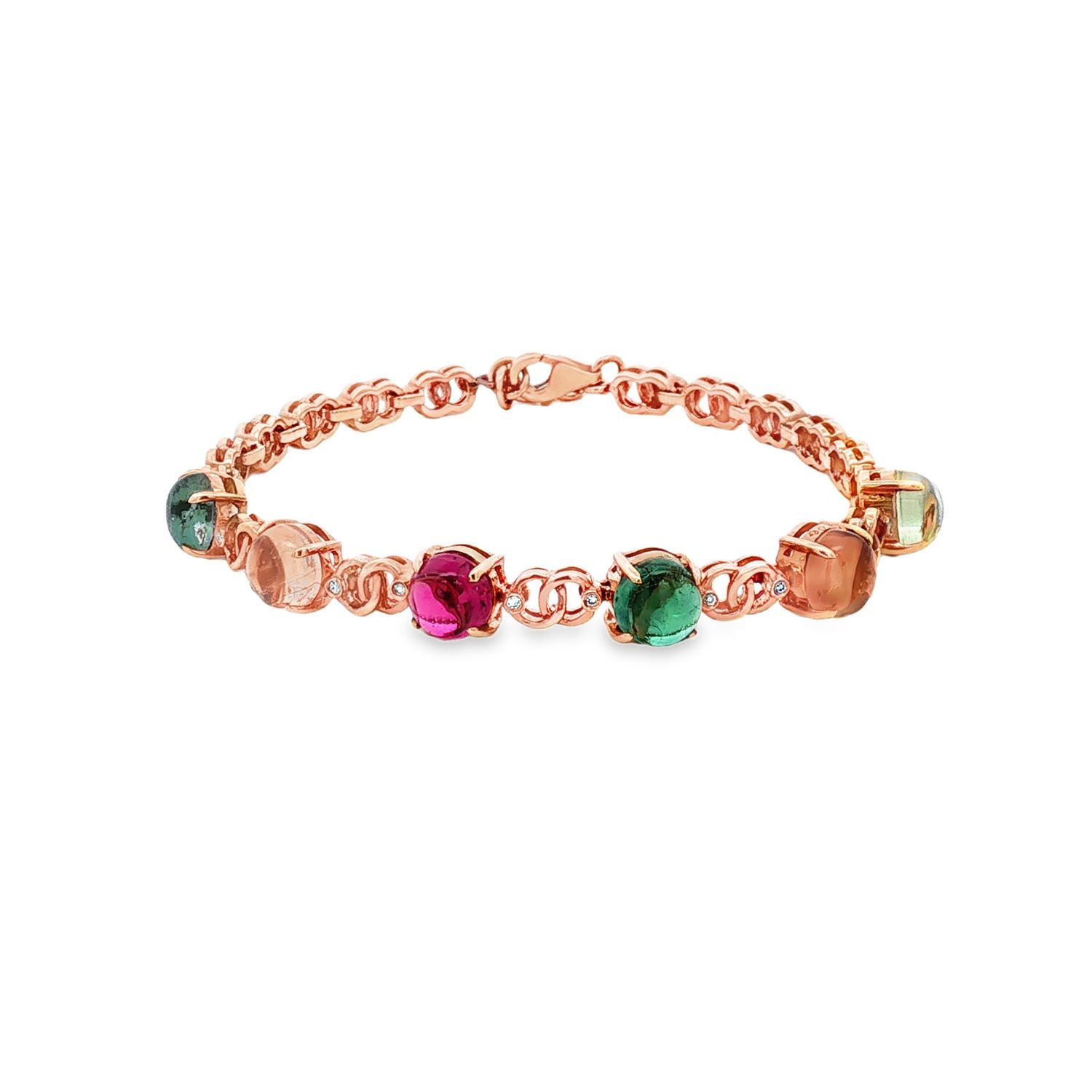 18K Rose Gold Natural Tourmaline And Diamond Bracelet CY0040