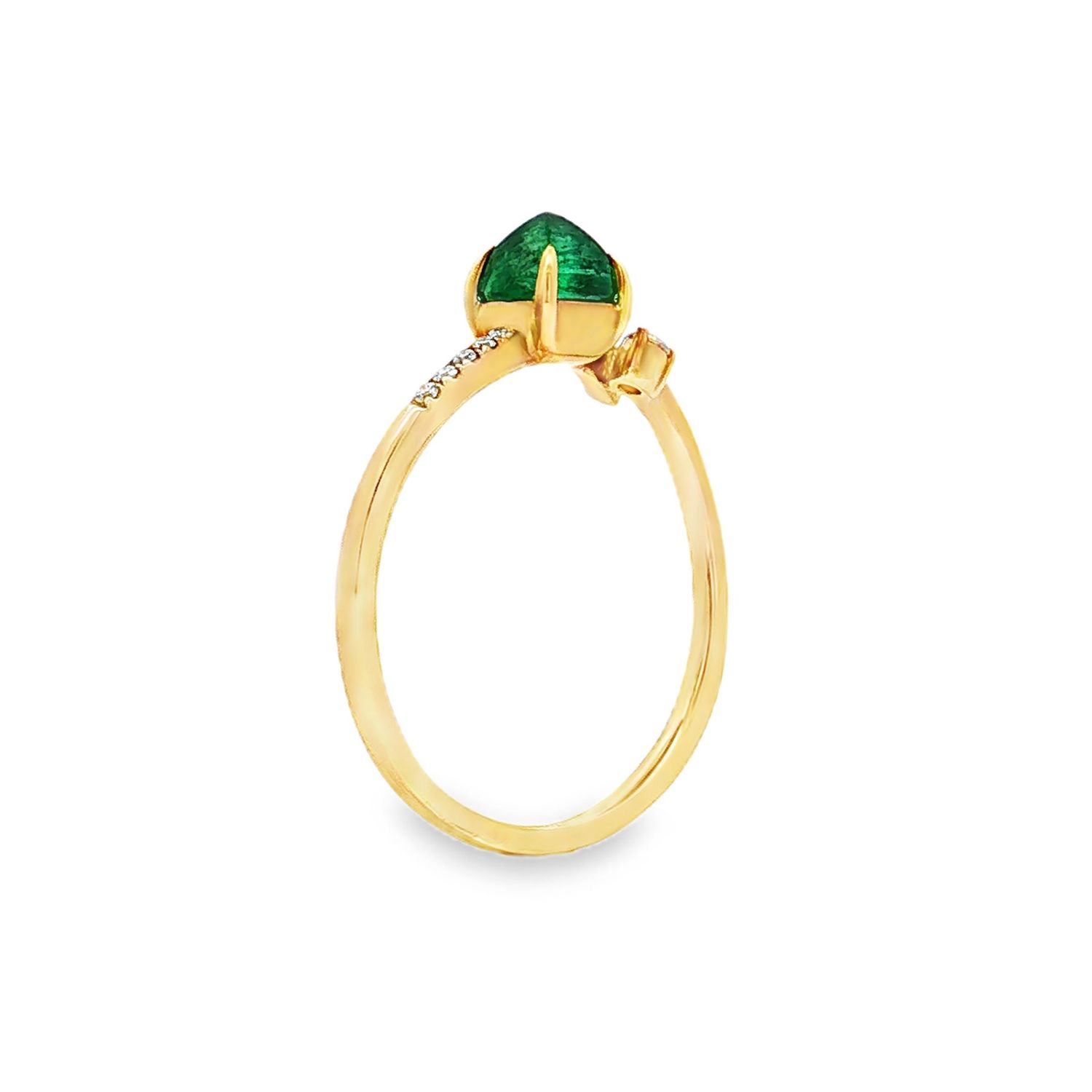 18K Yellow Gold Natural Emerald And Diamond 5.5# Engagement Ring CY0028