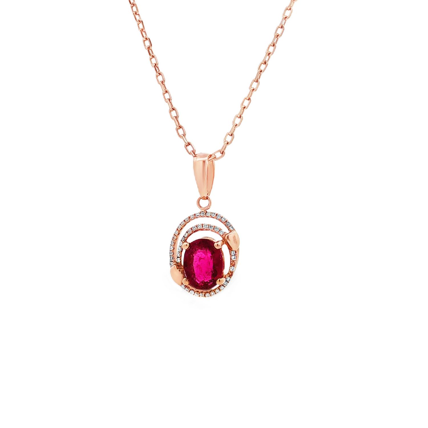 18K Rose Gold Natural Tourmaline And Diamond Pendant CY0032