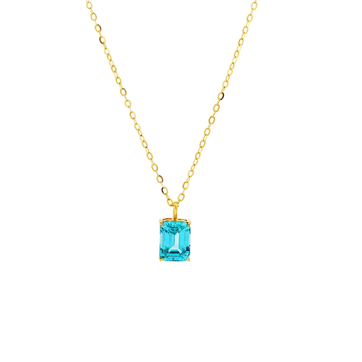 18K Yellow Gold Lab Grown Paraiba Necklace HX0012