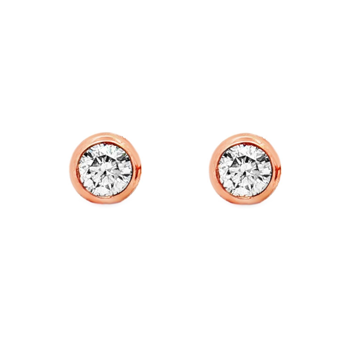 18K Rose/White Gold Lab Grown Diamond Stud Earrings HX0022, Colour: Rose Gold