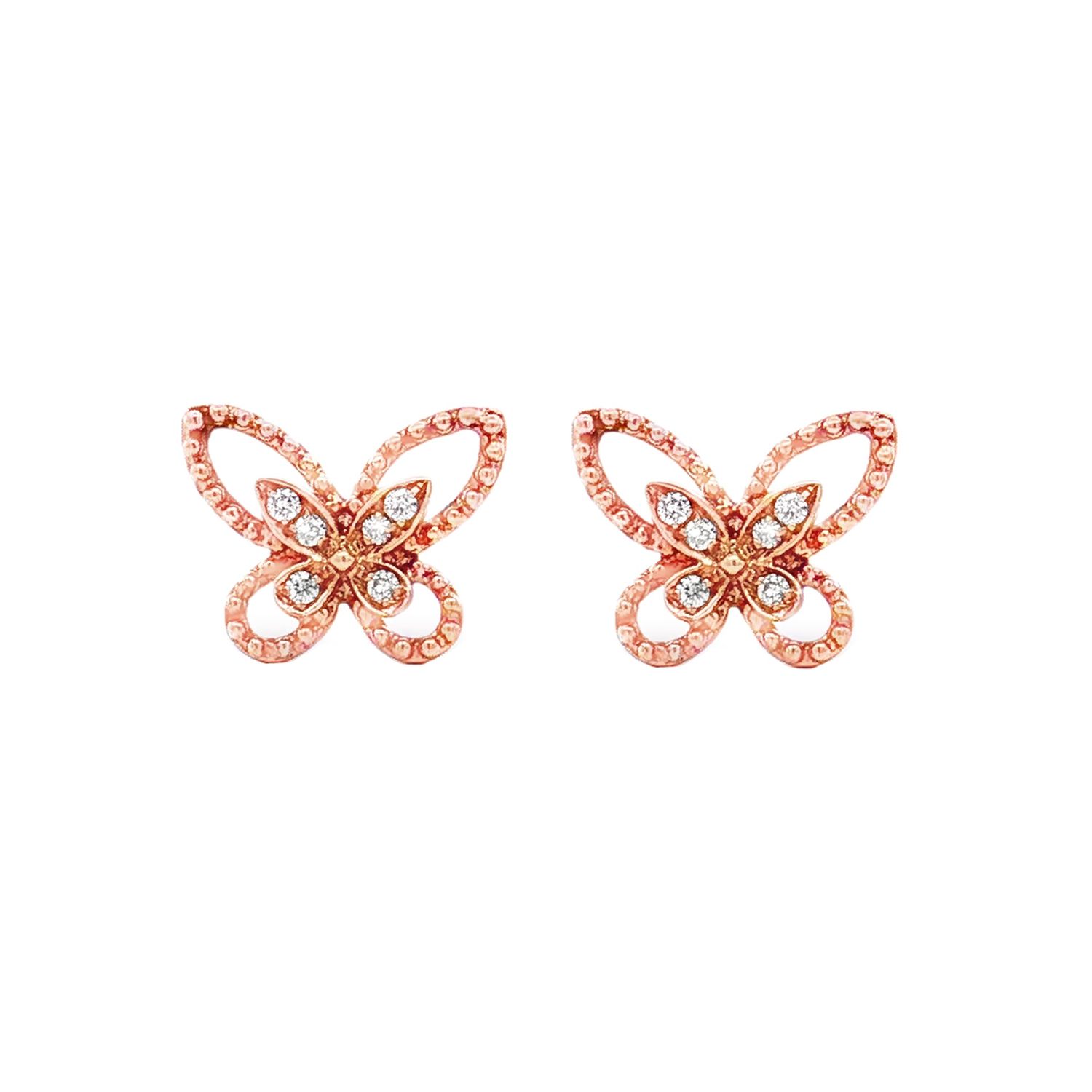 18K Rose Gold Natural Diamond Stud Earrings HX0026