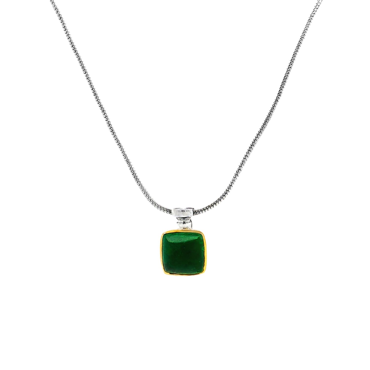 18K White/Yellow Gold Natural Emerald Pendant MN0044