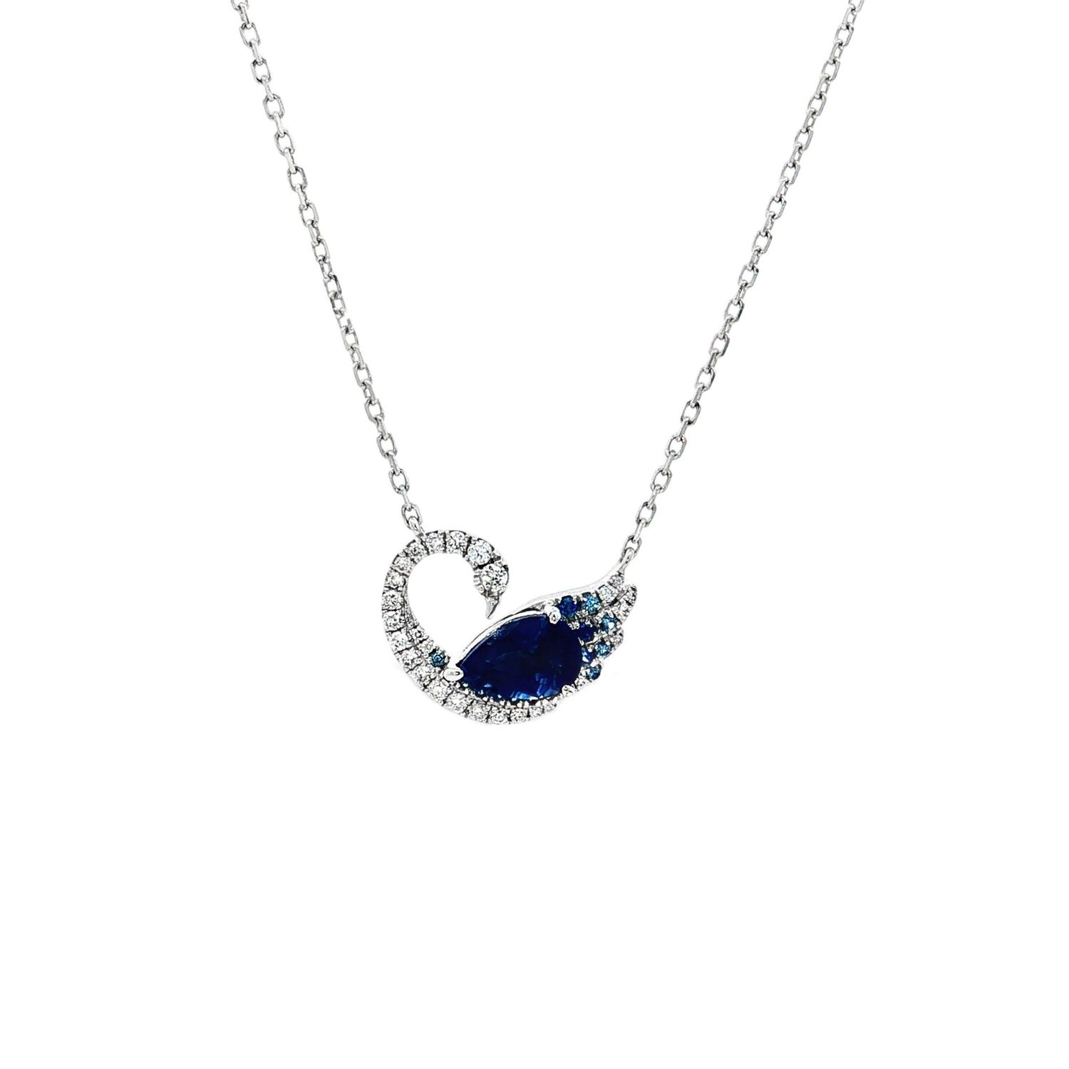 18K White Gold Natural Sapphire And Diamond Necklace ZX0003