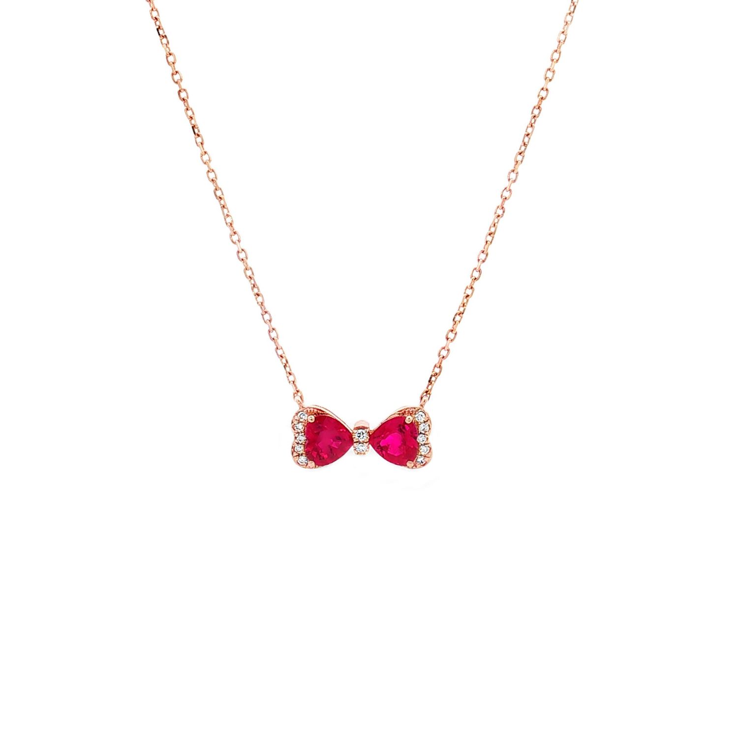 18K Rose Gold Natural Ruby And Diamond Necklace ZX0007