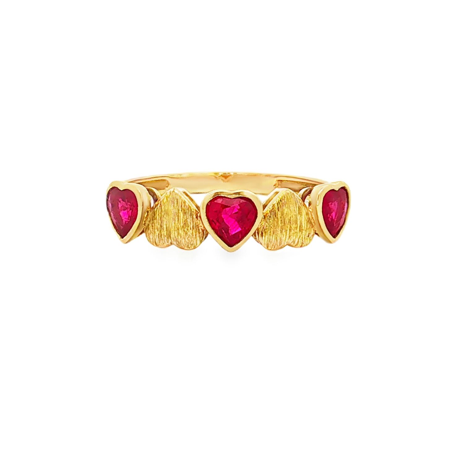 18K Yellow Gold Natural Ruby 6.25# Wedding Band ZX0019