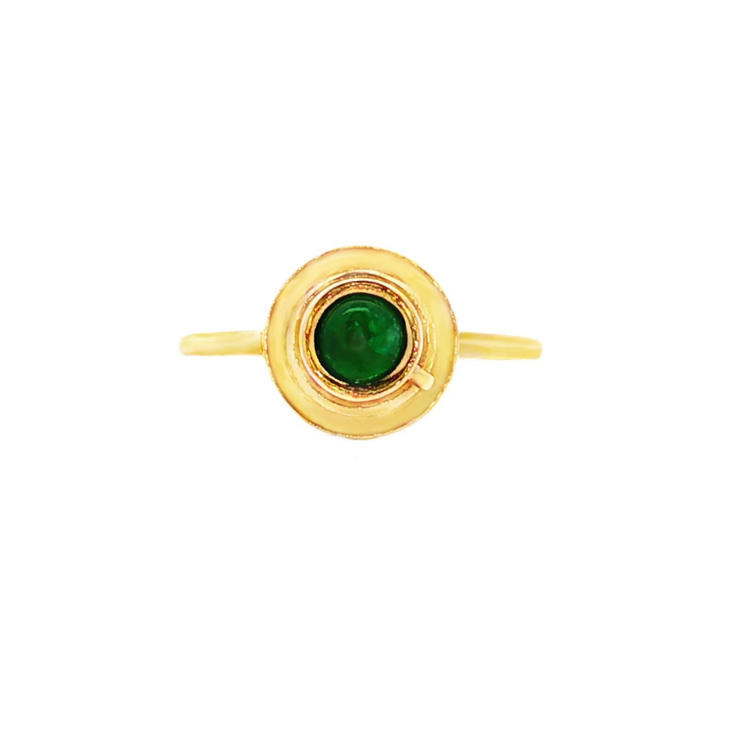 18K Yellow Gold Natural Emerald 5.5# Engagement Ring ZX0030