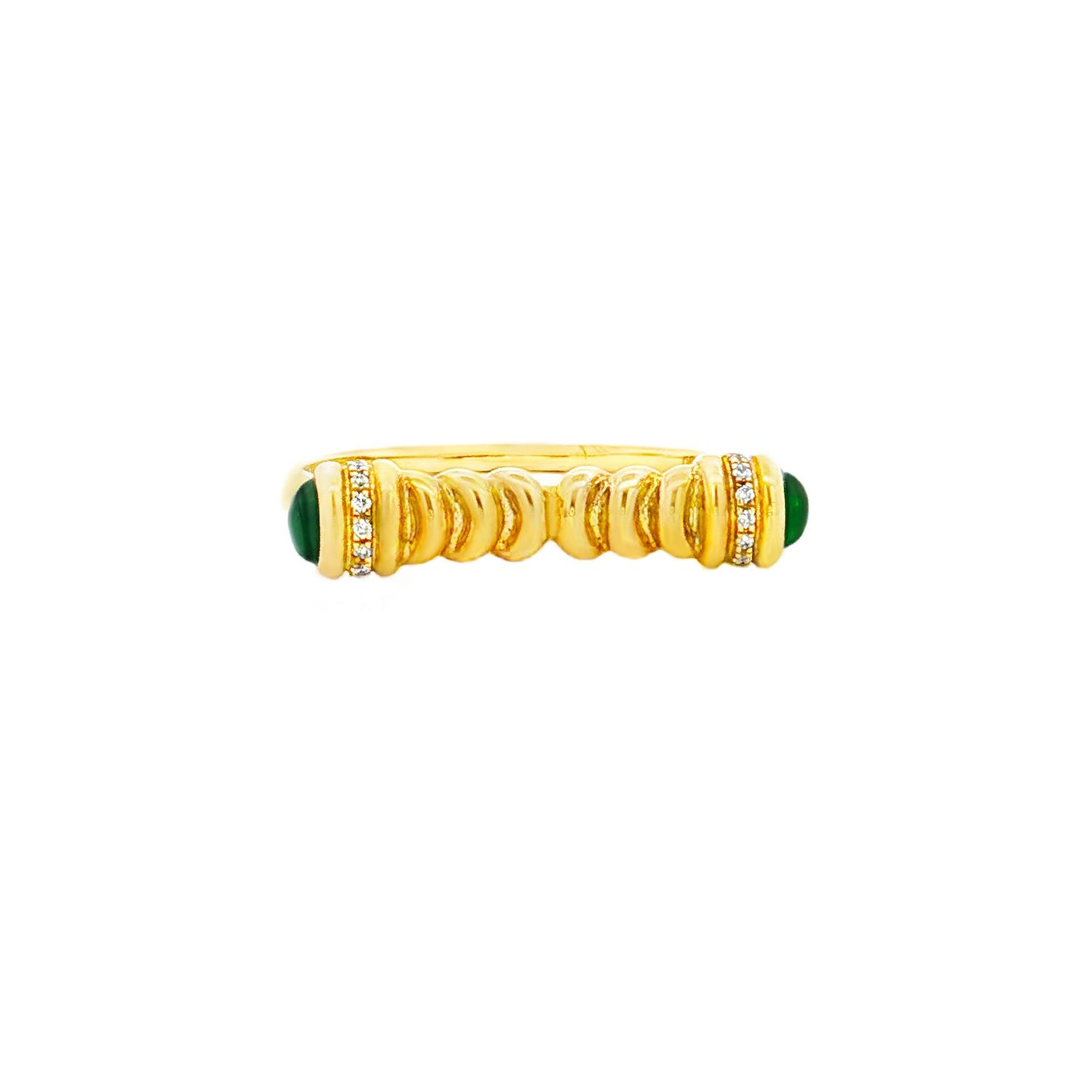 18K Yellow Gold Natural Emerald And Diamond 6.25# Ring ZX0031