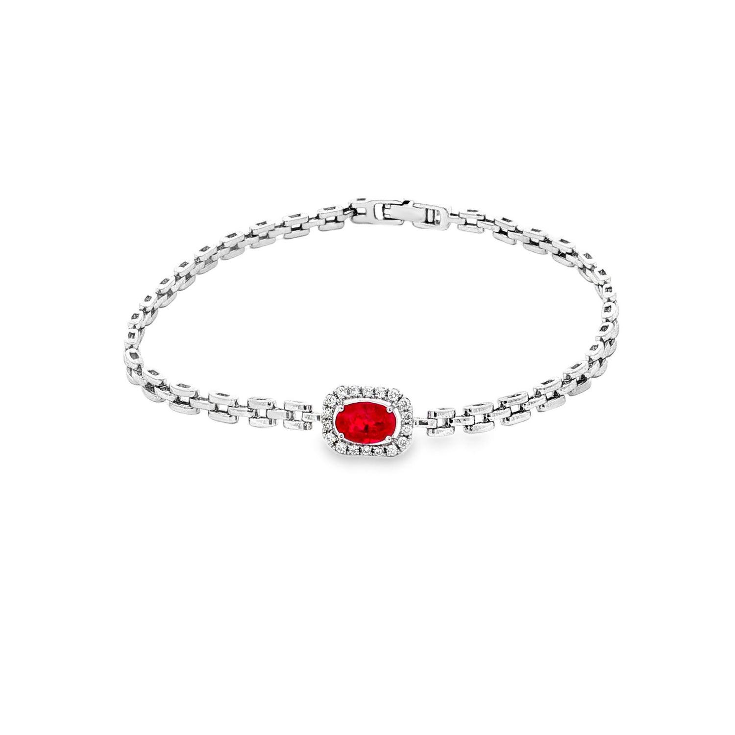 18K White Gold Natural Ruby And Diamond Bracelet ZX0049