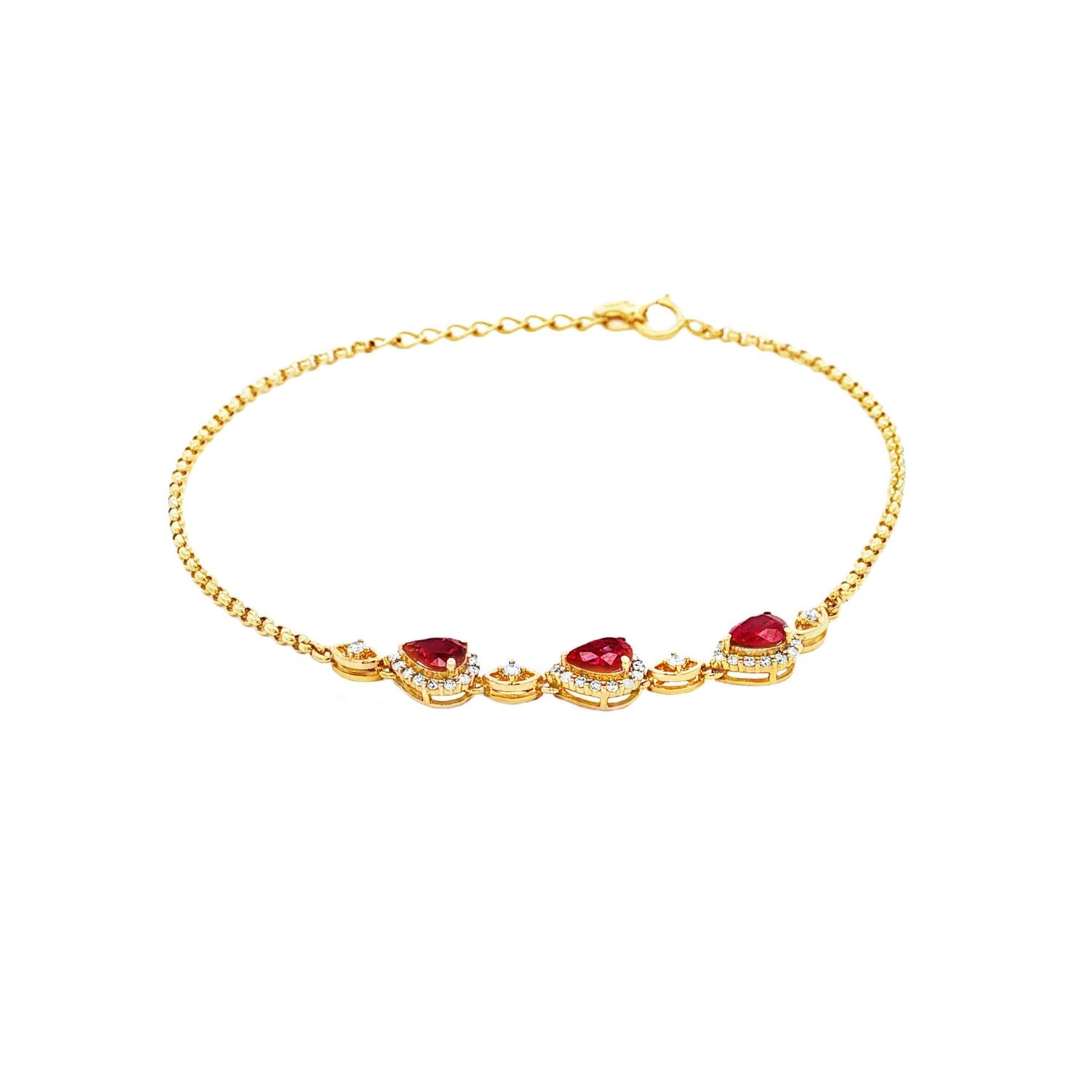 18K Yellow Gold Natural Ruby And Diamond Bracelet ZX0051