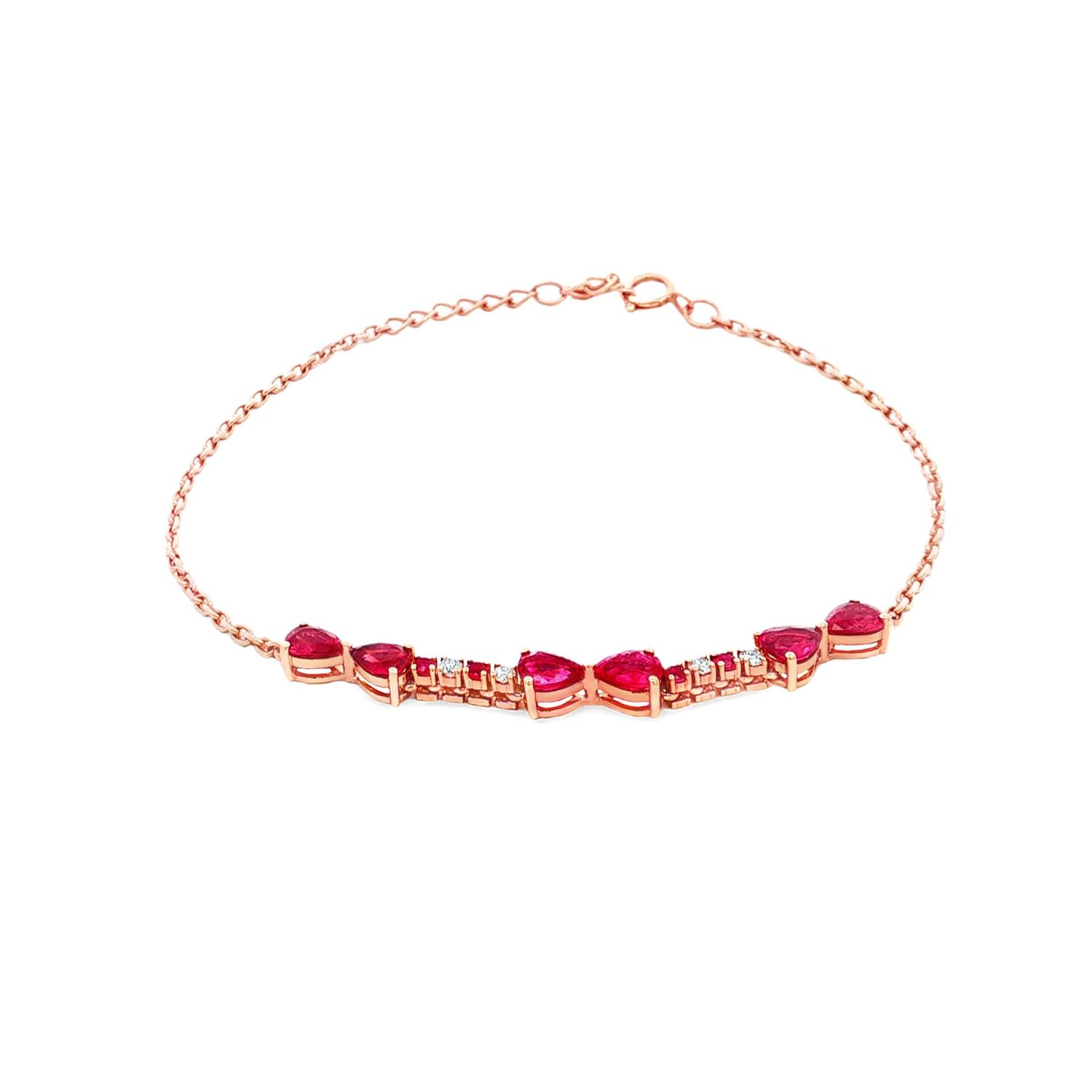 18K Rose Gold Natural Ruby And Diamond Bracelet ZX0053