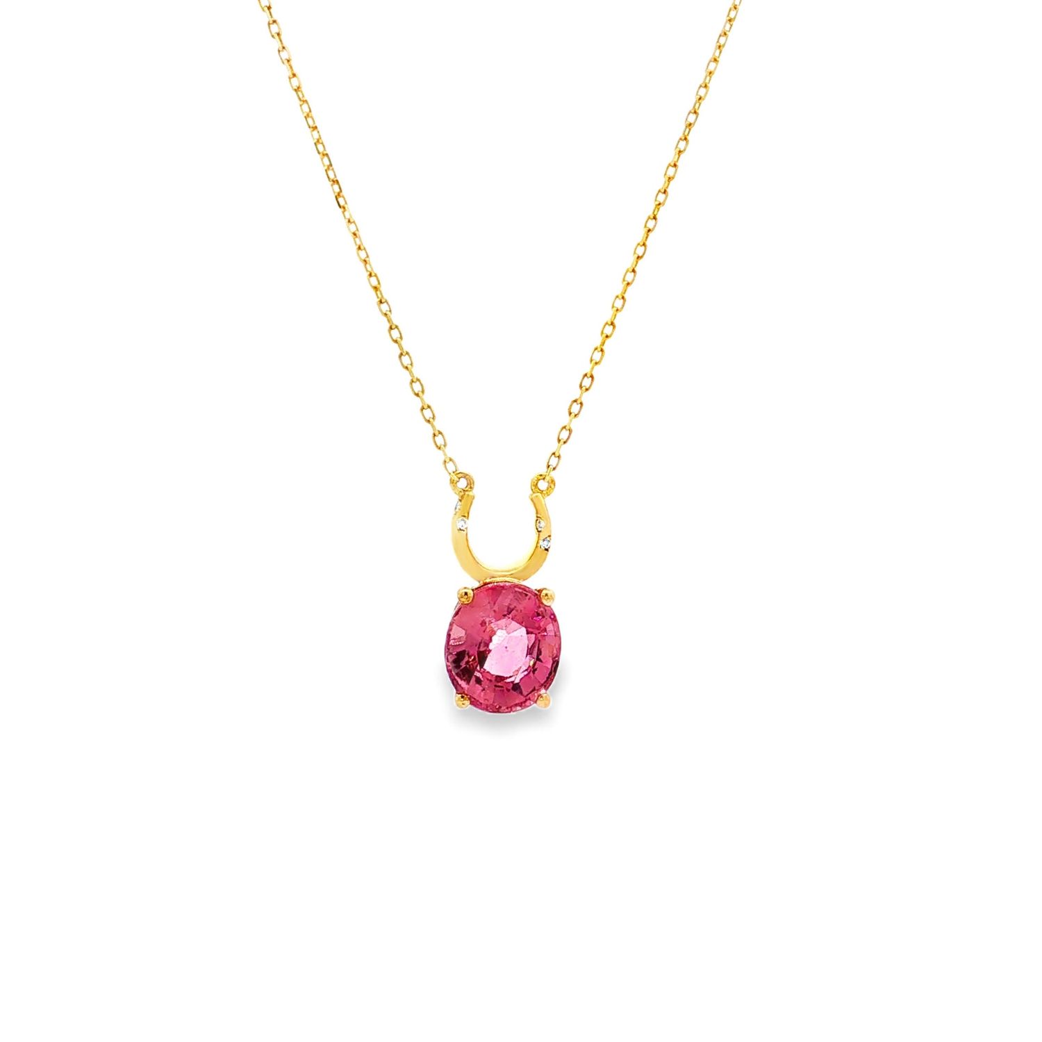 18K Yellow Gold Natural Tourmaline And Diamond Necklace ZX0057