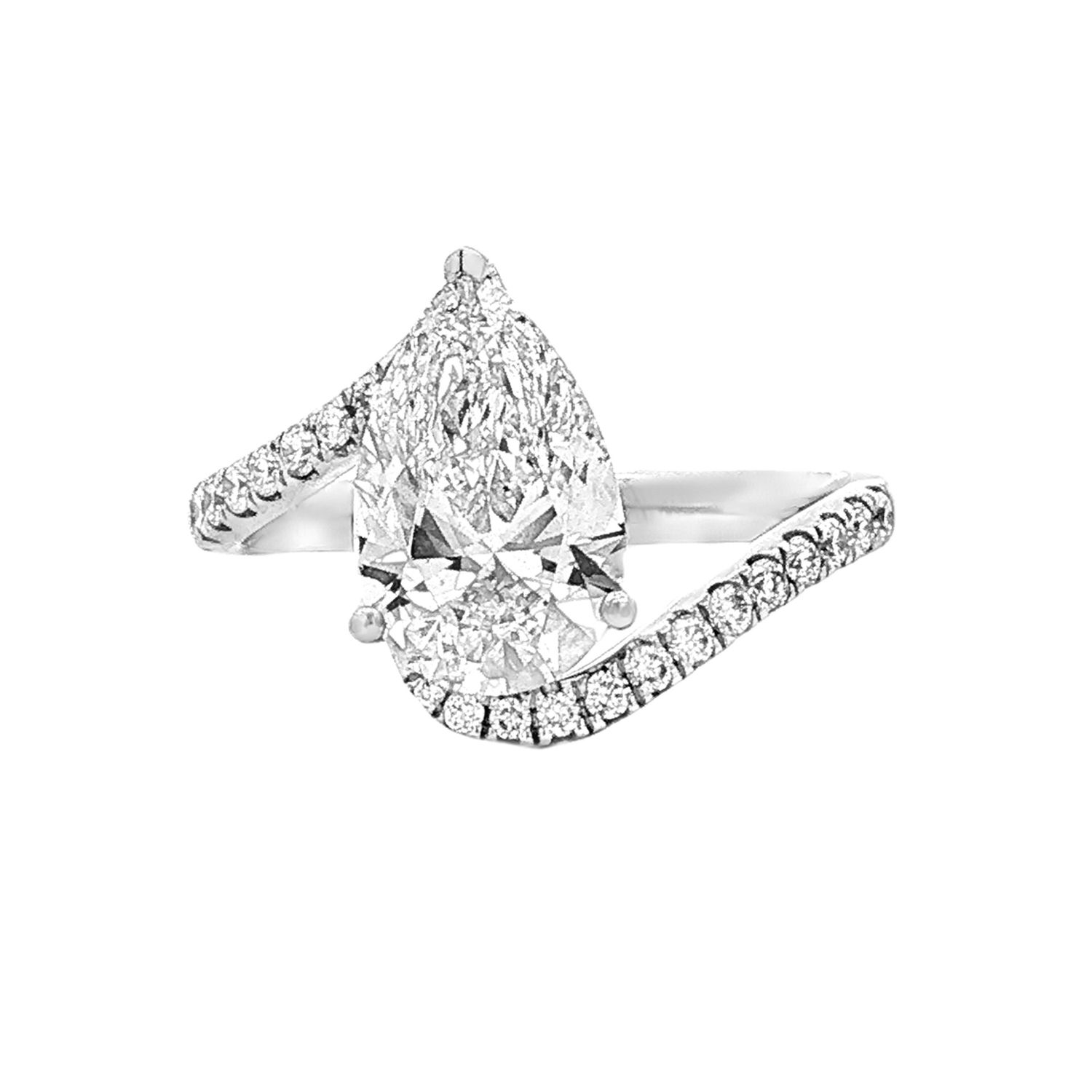 PT950 Platinum Pear Shaped Twist Band Lab Grown Diamond Size 6# Ring HX0043