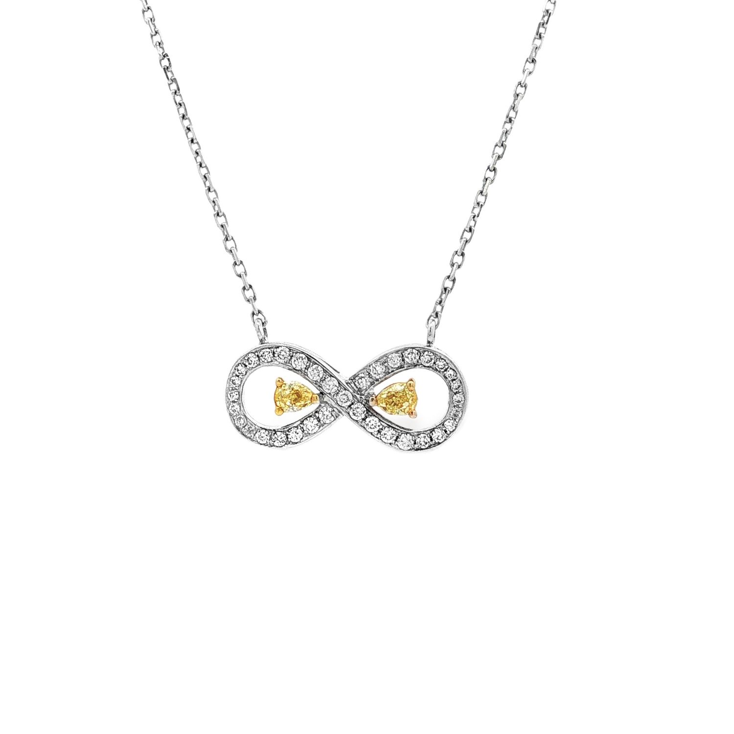18K White Gold Natural Yellow Diamond Necklace HX0050