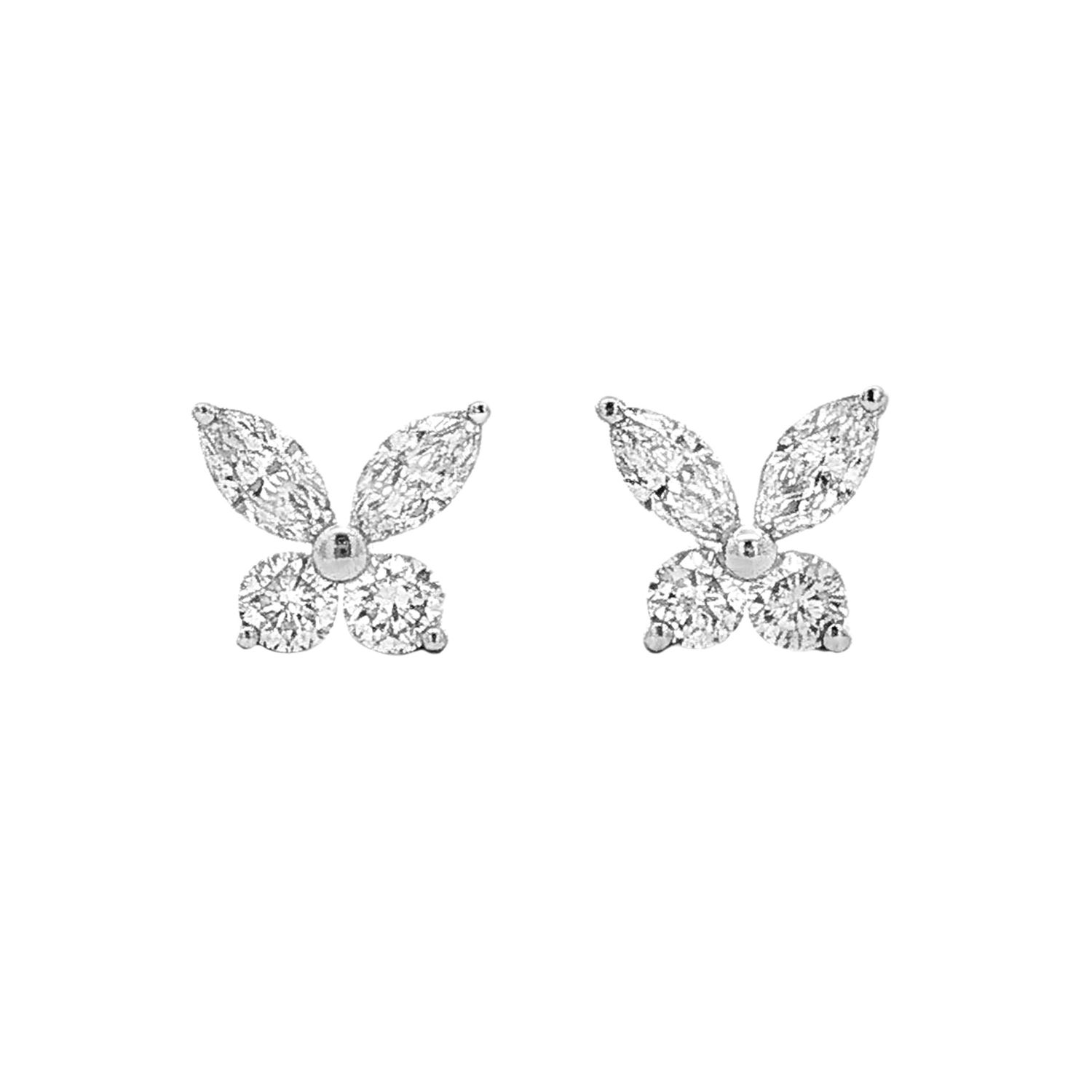 18K White Gold Lab-Grown Diamond Butterfly Stud Earrings HX0058