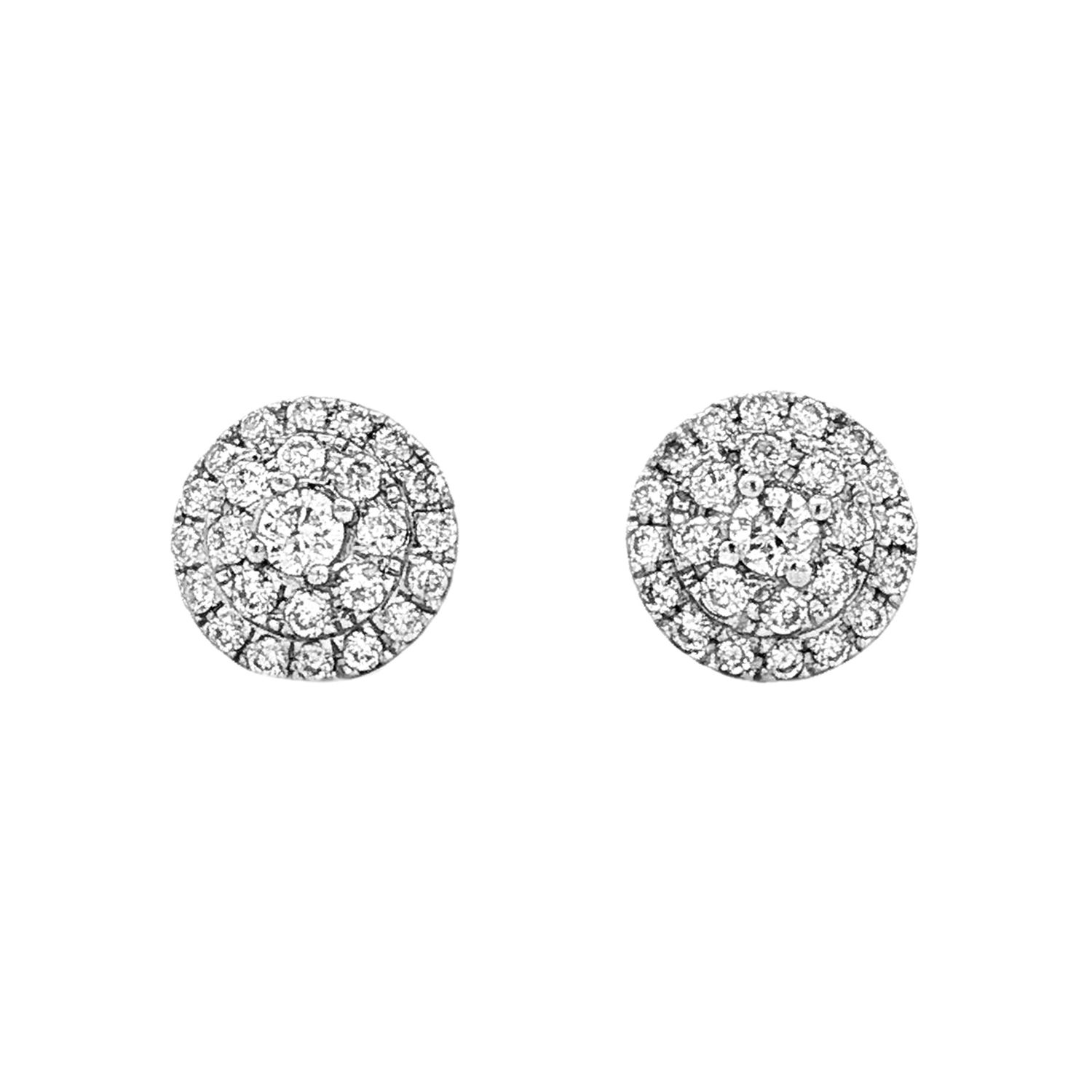 18K White Gold Multi-Halo Natural Diamond Round Stud Earrings HX0070