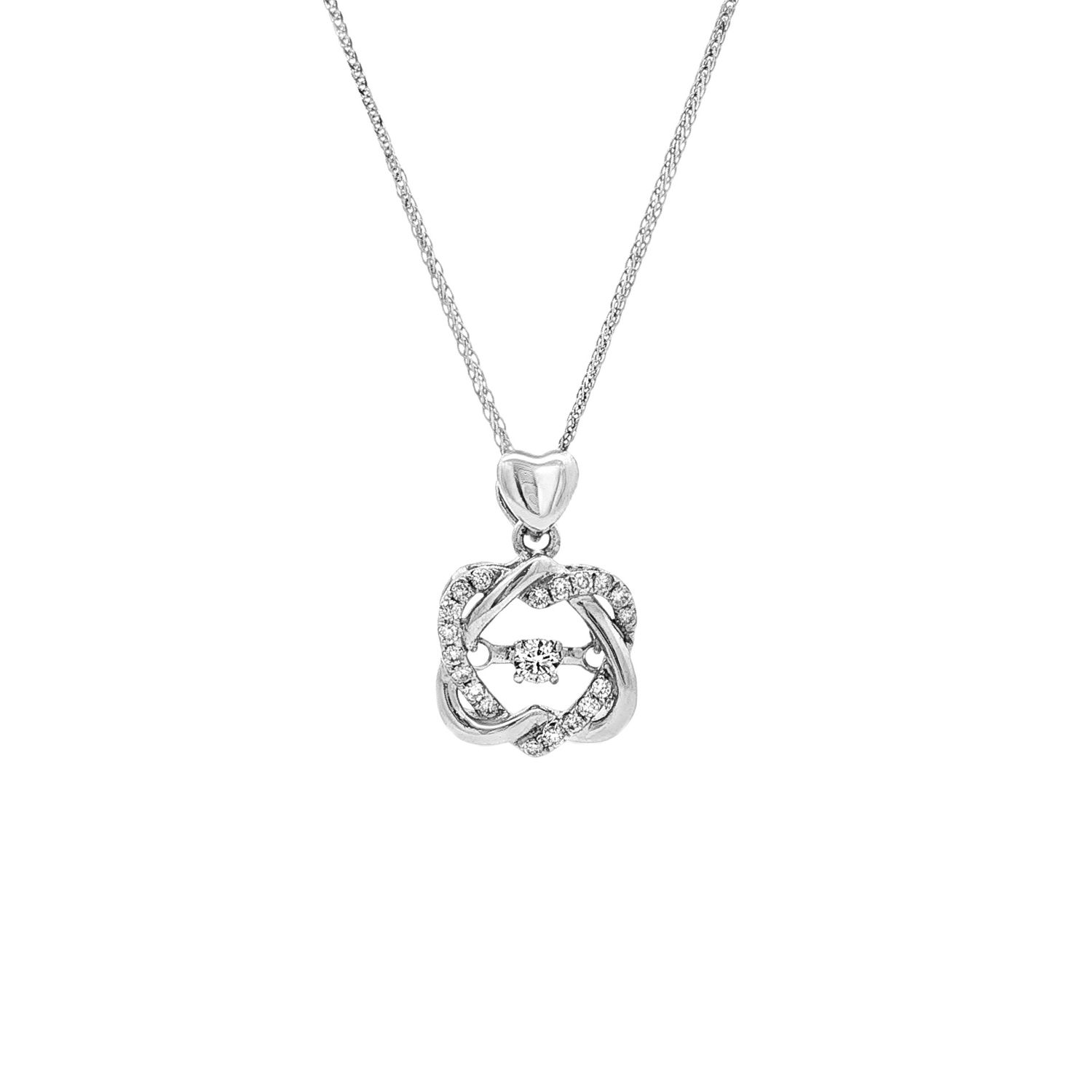 18K White Gold Twisted Natural Diamond Necklace HX0076