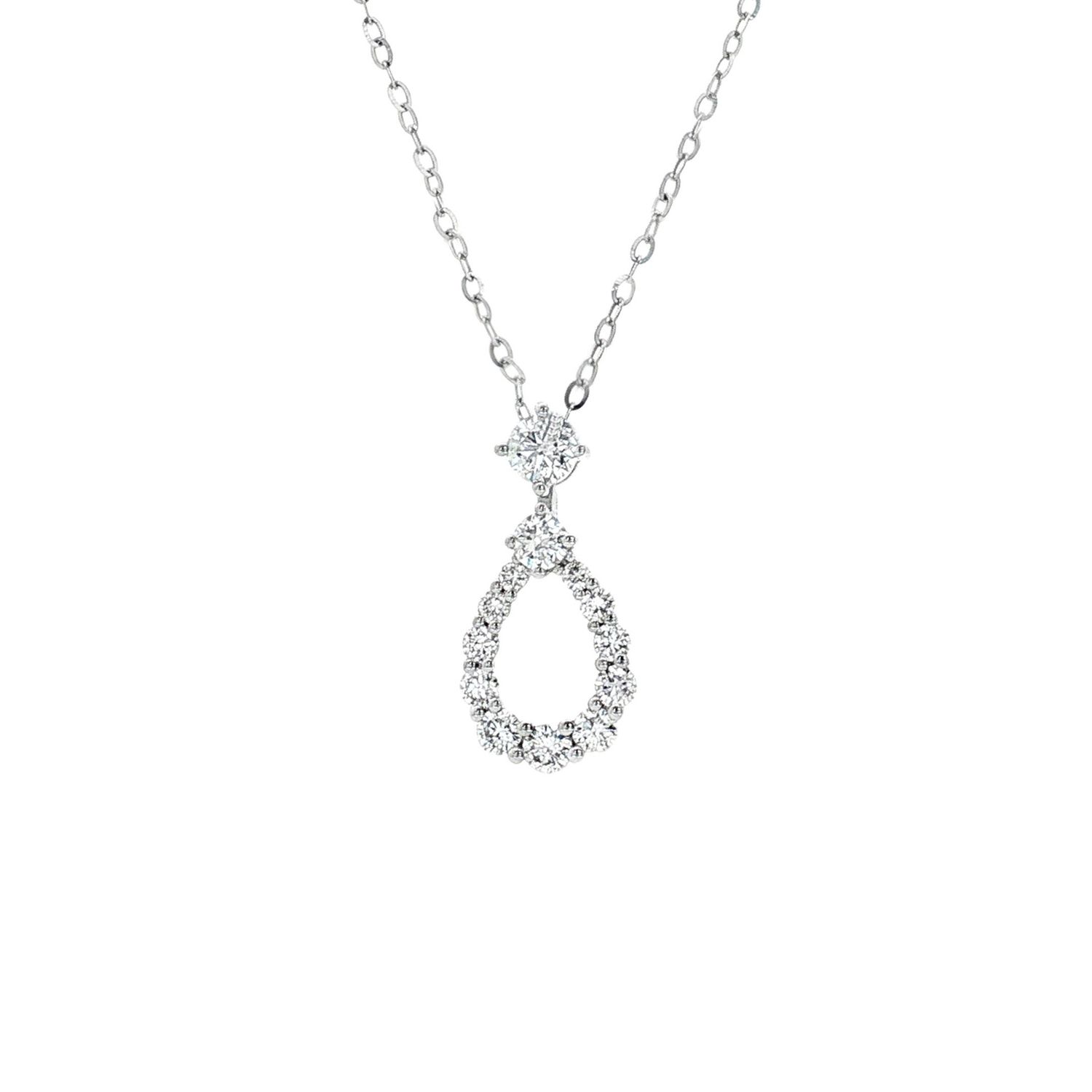 18K White Gold Lab-Grown Diamond Prong Set Pendant Necklace HX0083