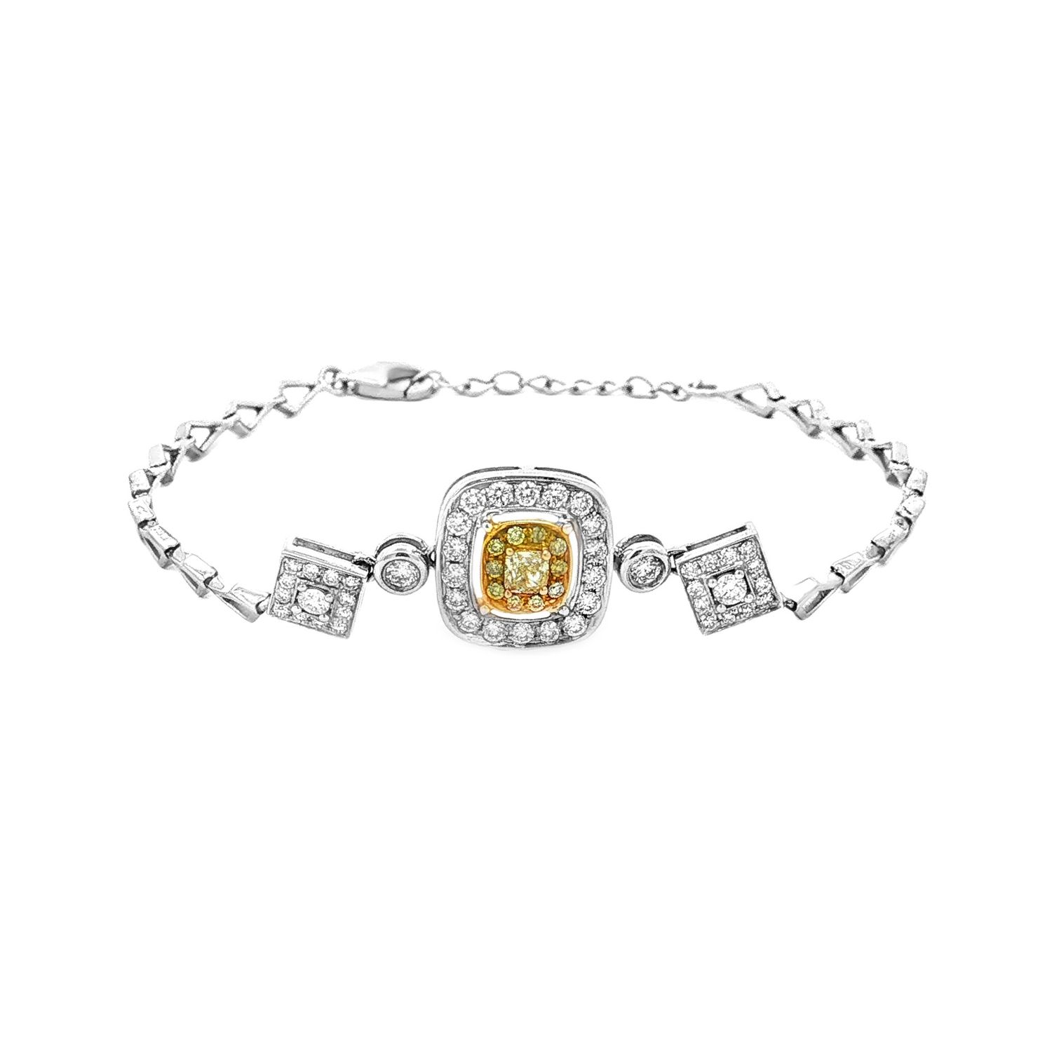 18K White Gold Natural Multi-Tier Fancy Yellow Diamond Bracelet HX0065