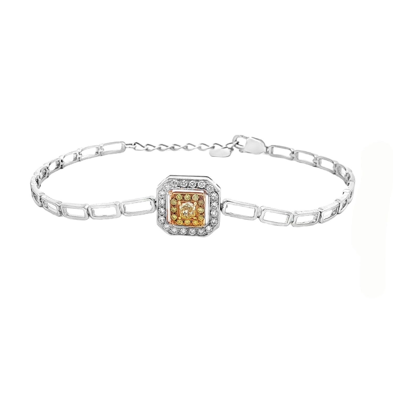 18K White Gold Multi-Layer Natural Fancy Yellow Diamond Bracelet HX0066