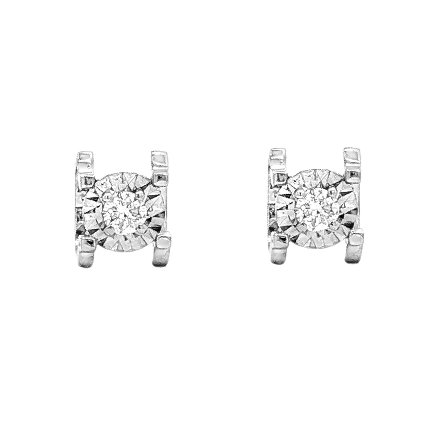 18K White Gold Natural Diamond Stud Earrings HX0071