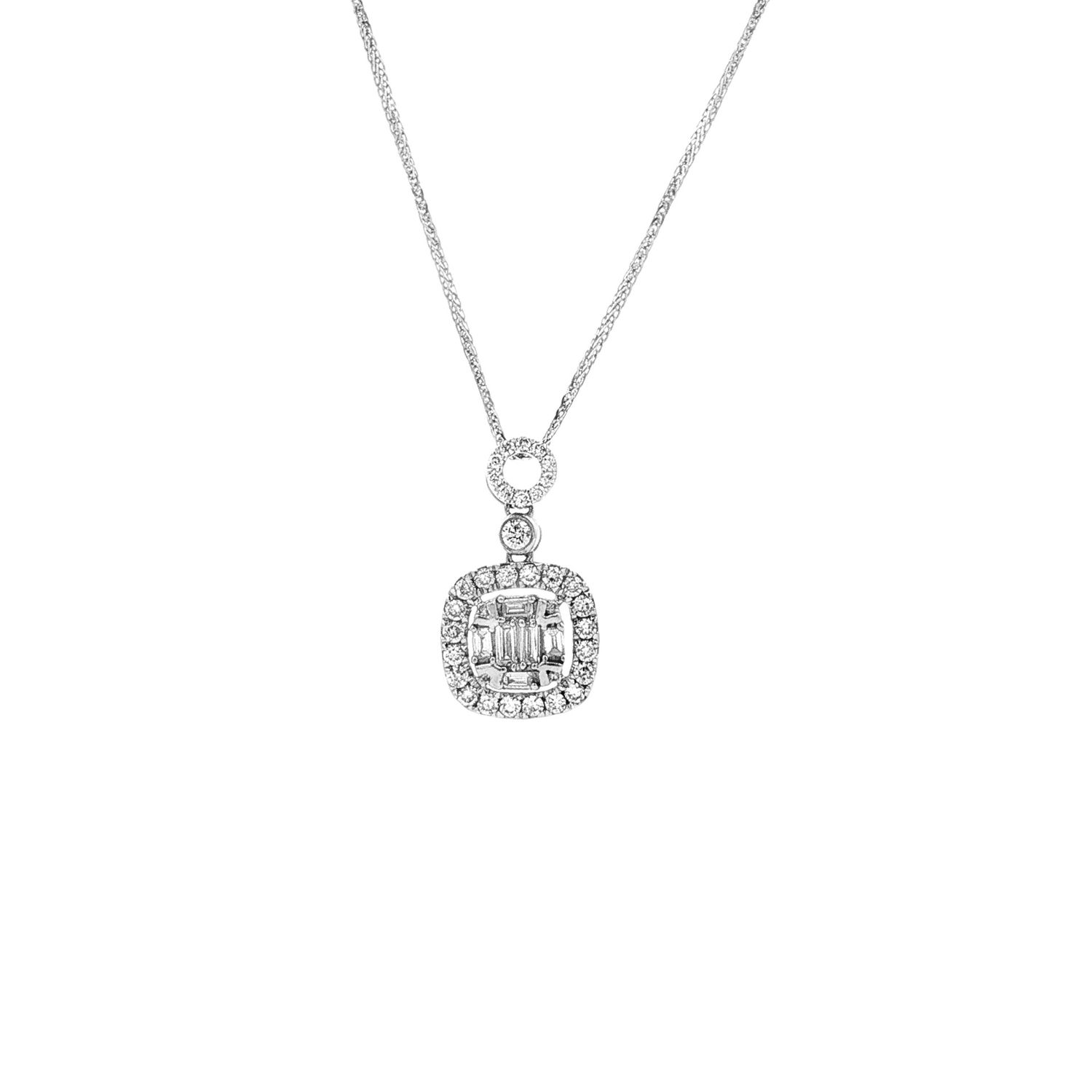 18K White Gold Natural Diamond Pendant Necklace HX0074