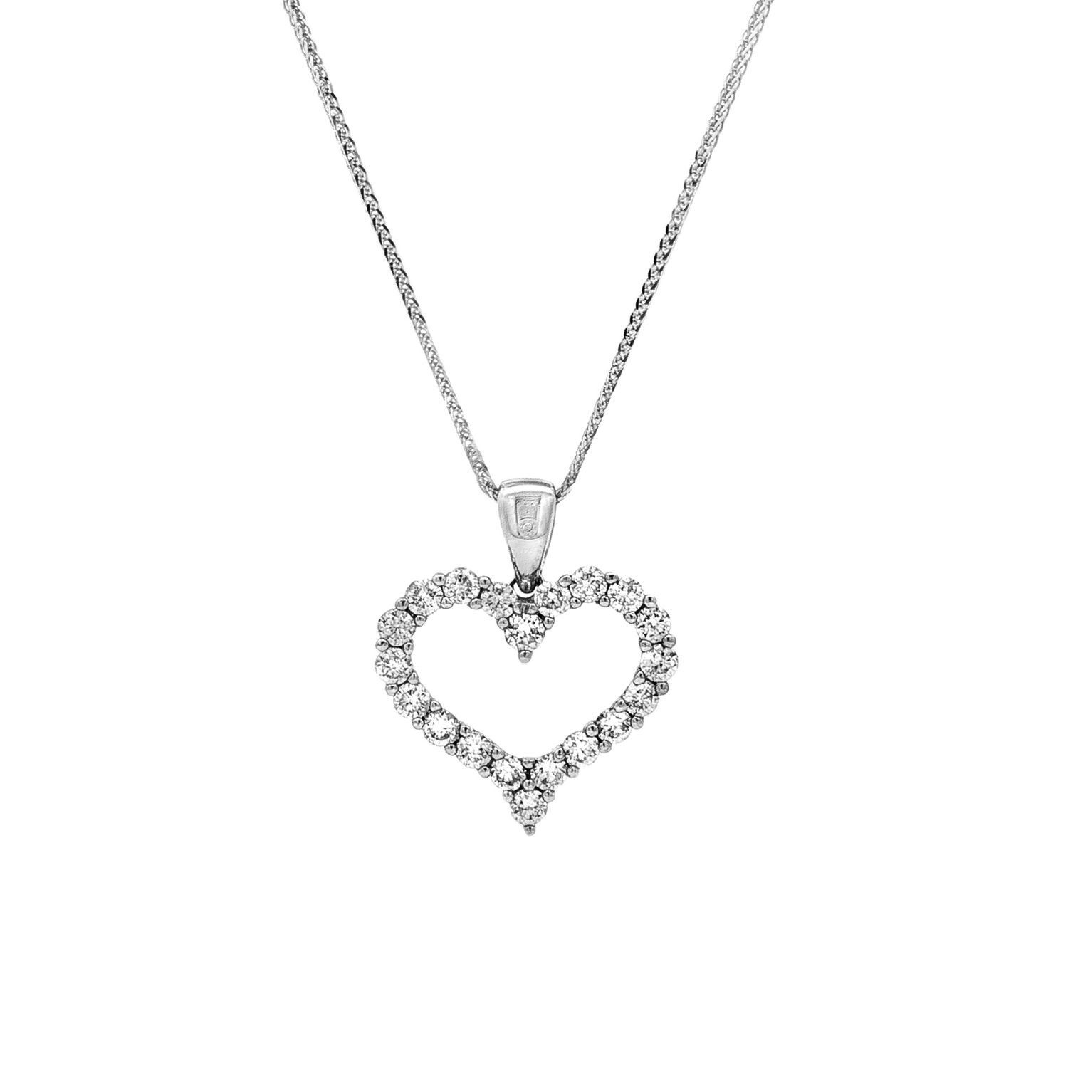 18K White Gold Natural Diamond Heart Pendant Necklace HX0075