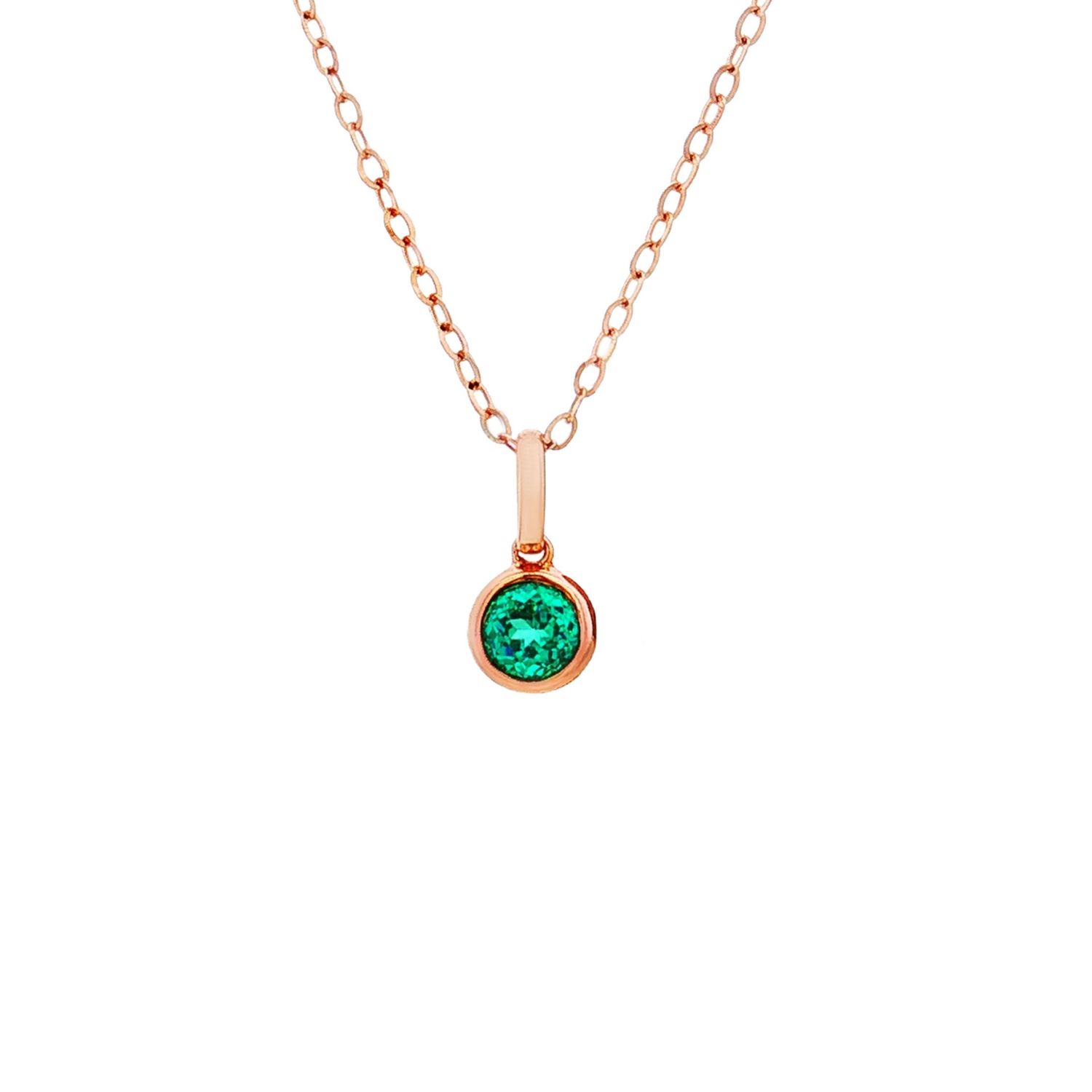 18K Rose Gold Natural Paraiba Tourmaline Bezel Set Pendant Necklace HX0079
