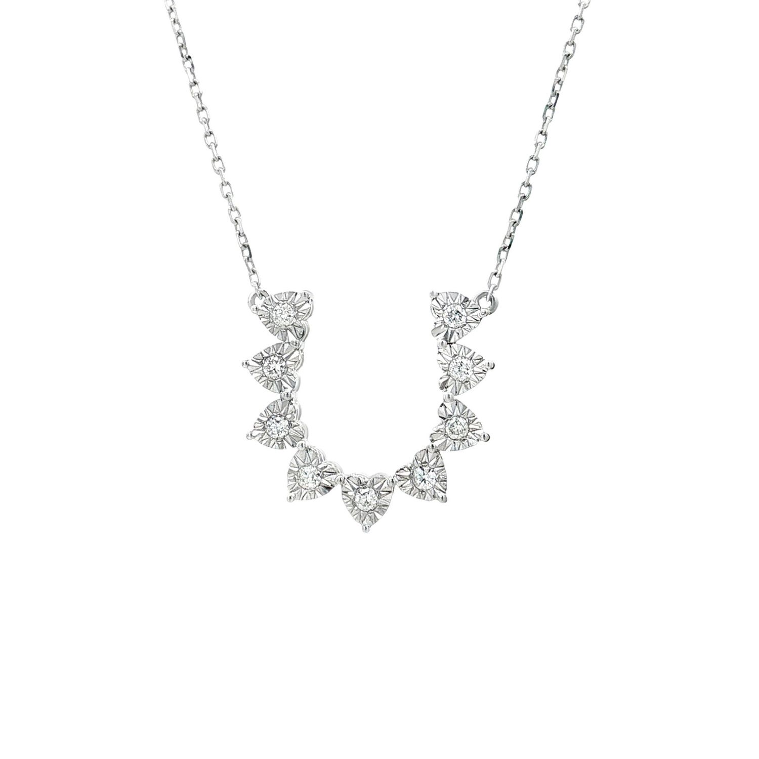 18K White Gold Natural Diamond Illusion-Set Necklace HX0085
