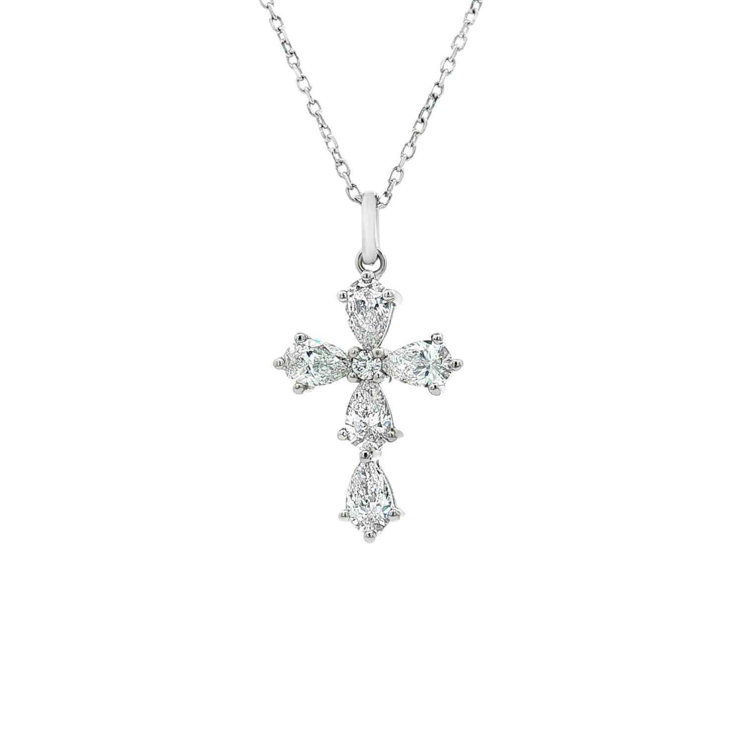 PT950 Platinum Lab Grown Diamond Cross Pendant Necklace HX0086