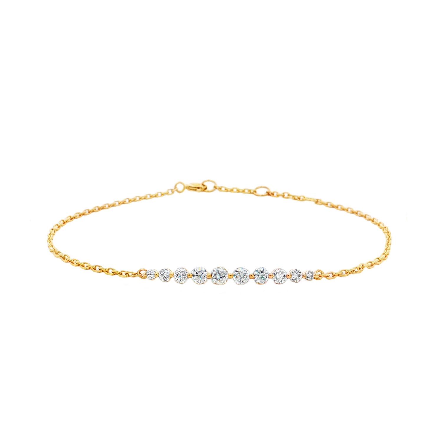 18K Yellow Gold Lab-Grown CVD Diamond Prong Set Bracelet HX0089