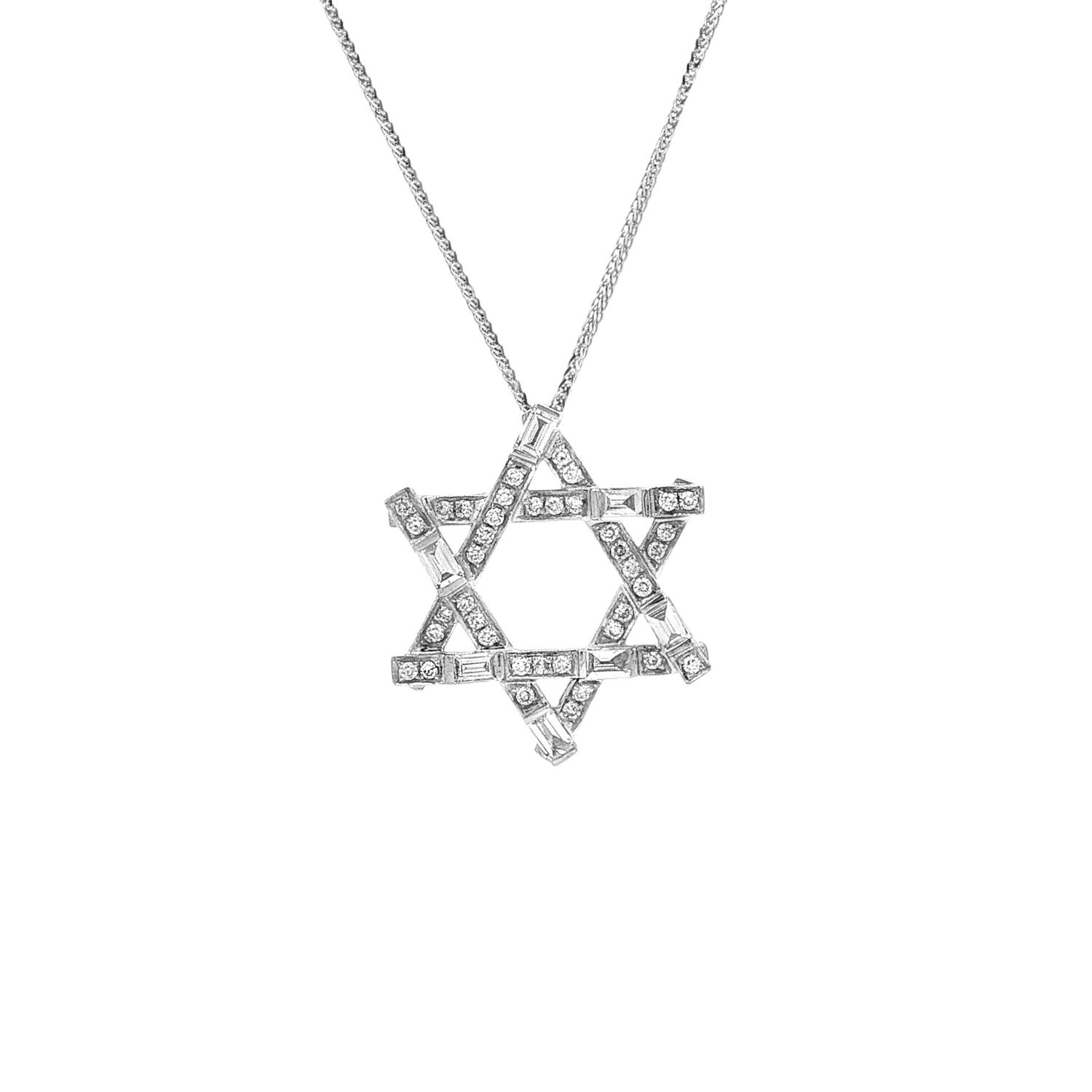 18K White Gold Natural Diamond Star Necklace HX0073