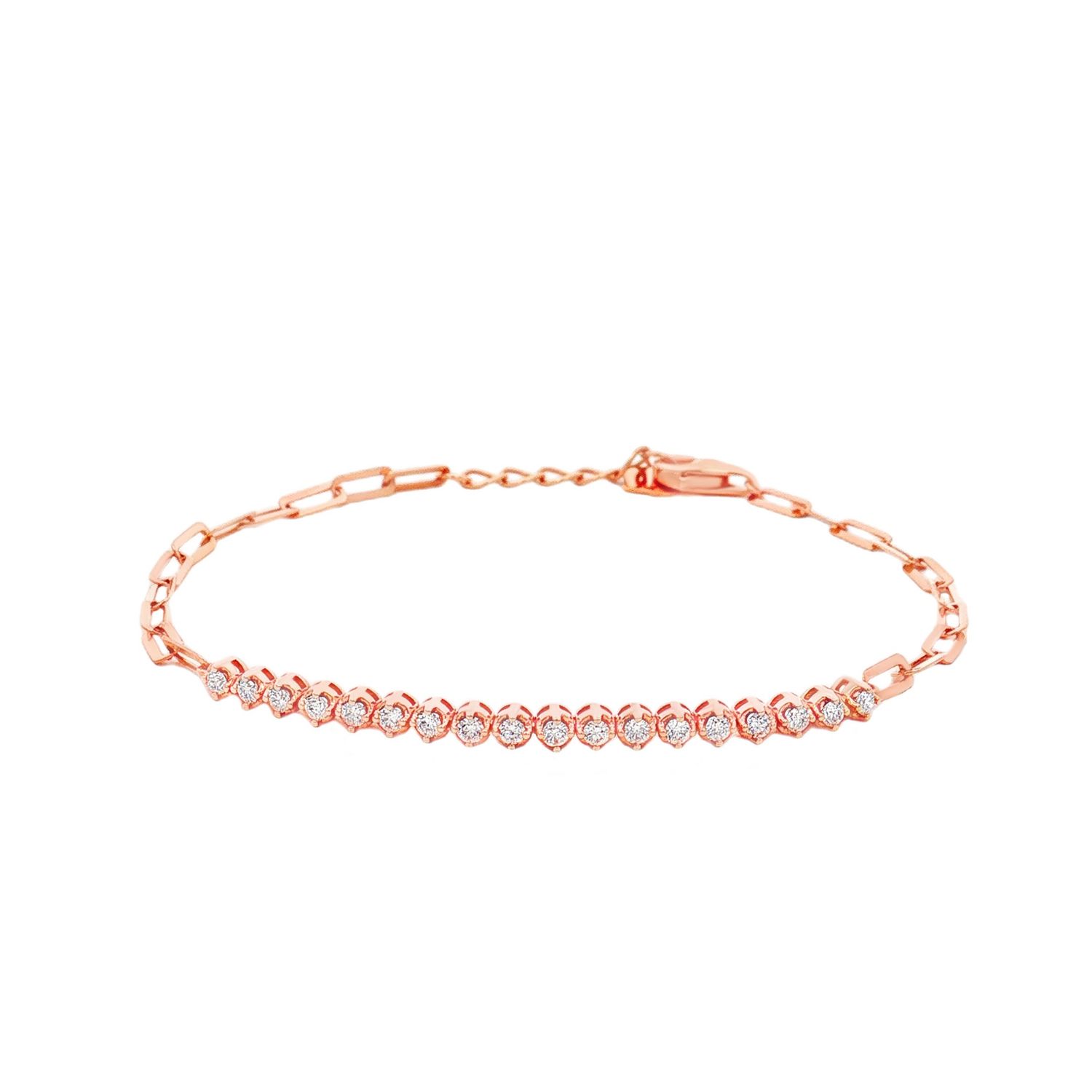 18K Rose Gold Natural Diamond Prong Set Bracelet HX0088