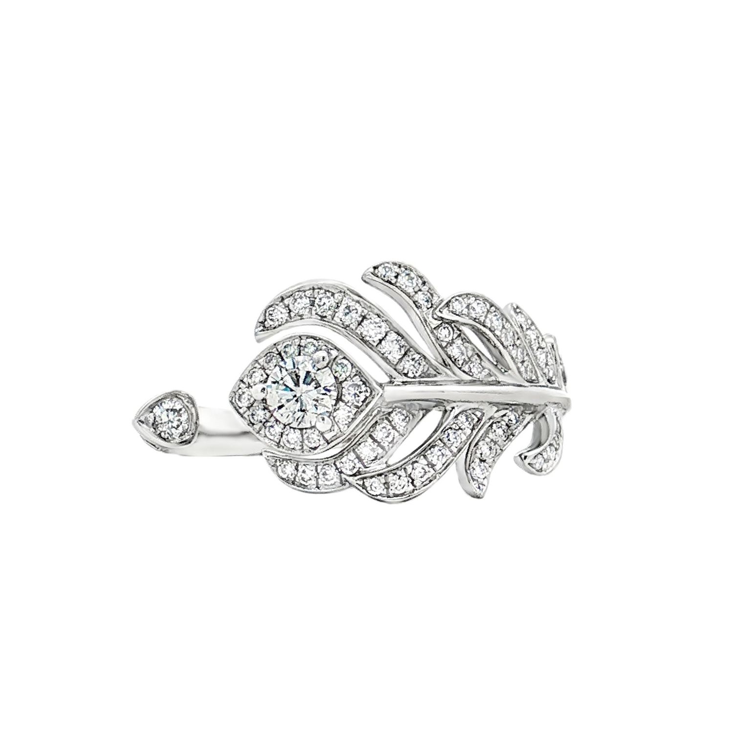 PT950 Lab Grown Diamond Feather Size 5.75# Open Ring HX0095