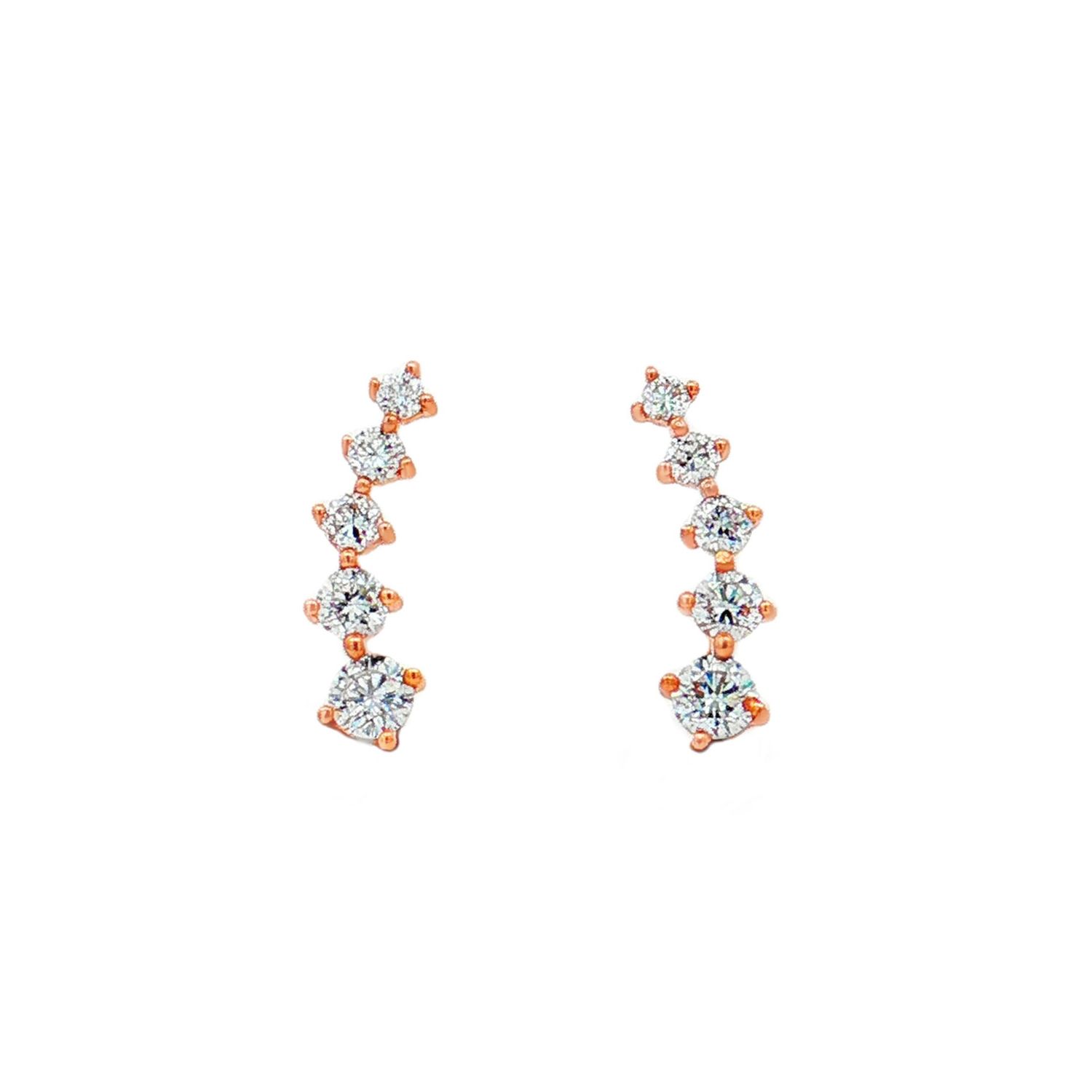 18K Yellow Gold Lab-Grown Diamond Climber Earrings HX0099
