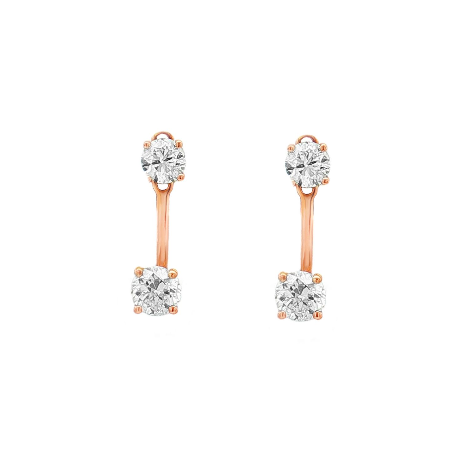 18K Rose Gold Lab-Grown Diamond Drop Earrings HX0102