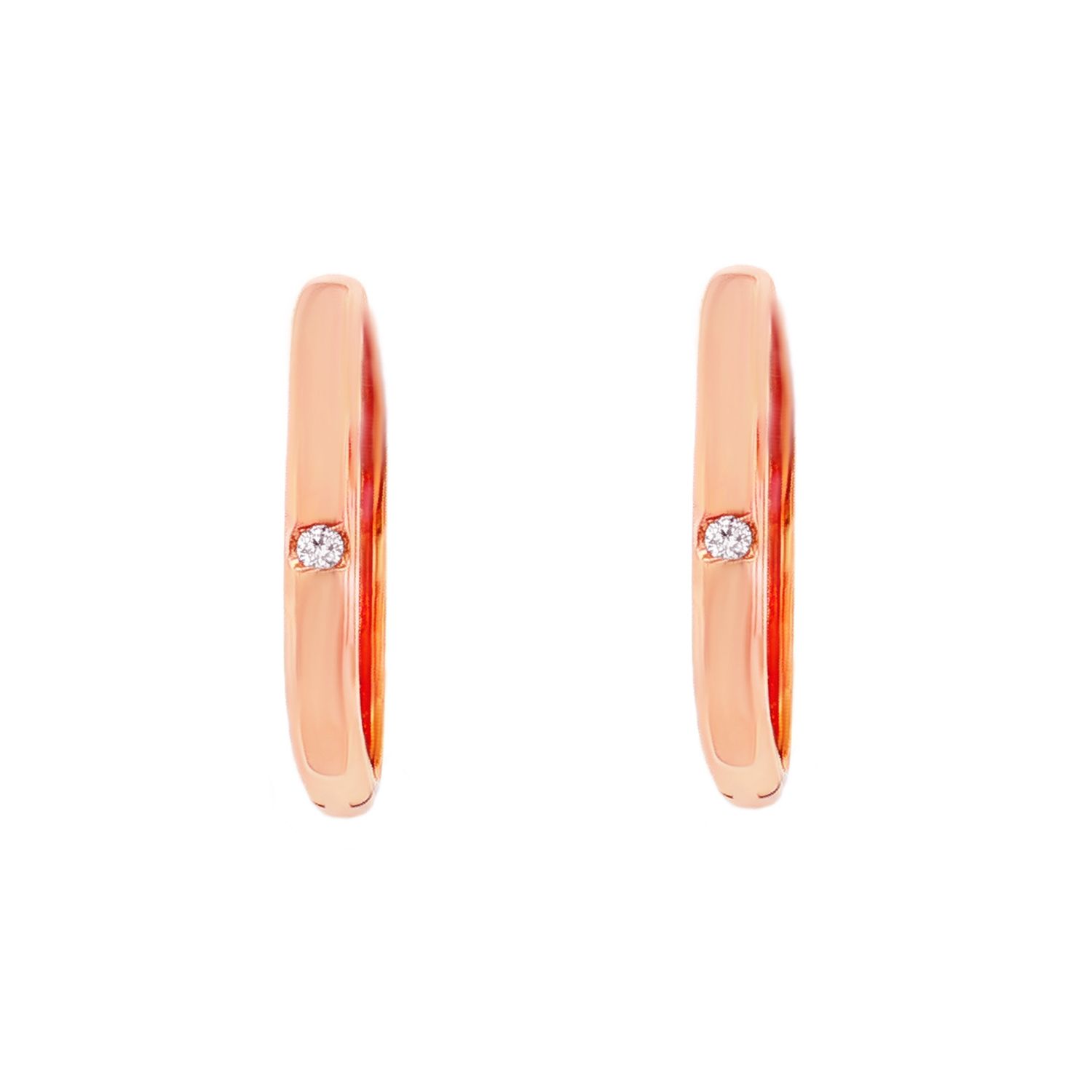 18K Rose Gold Natural Diamond Square Hoop Earrings HX0109