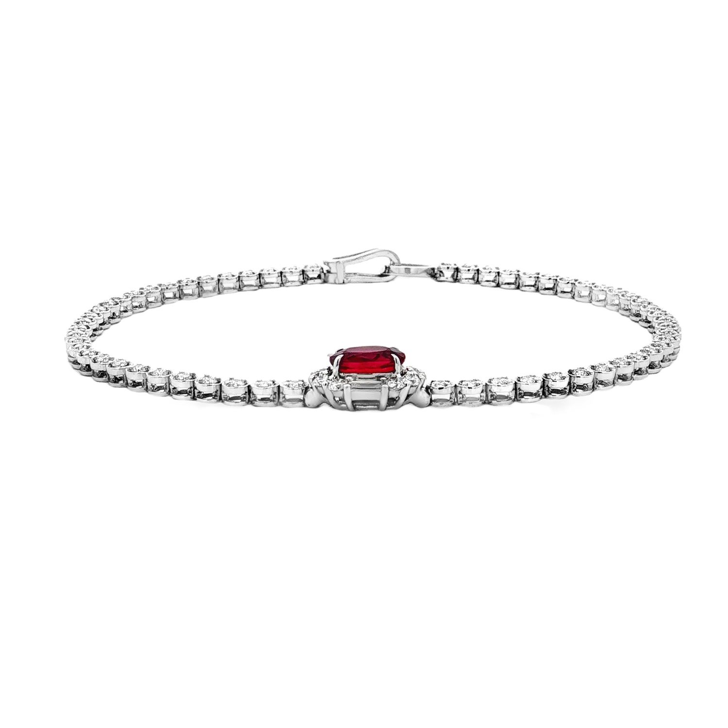 18K White Gold Natural Ruby And Diamond Bracelet TF0019