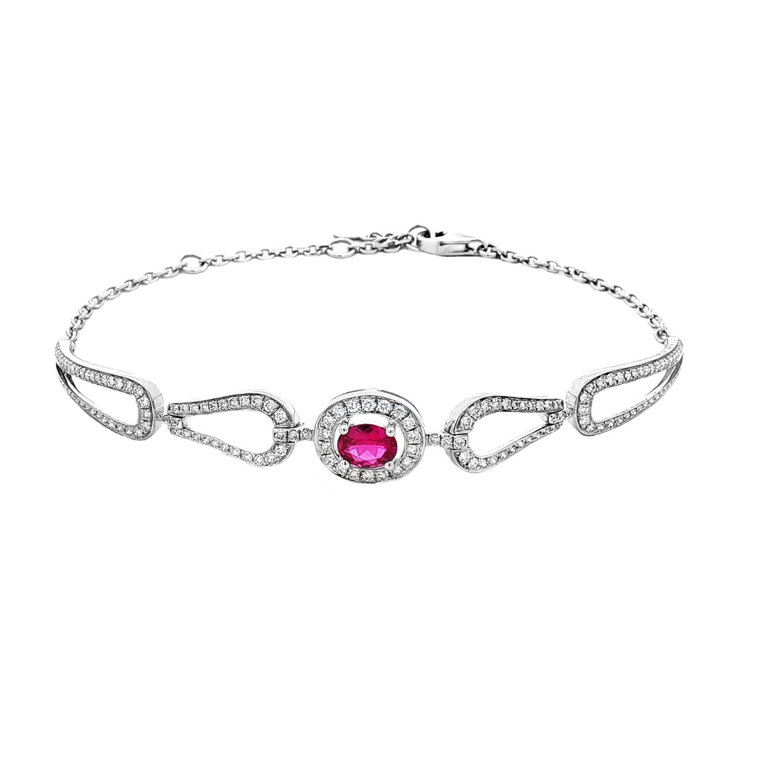18K White Gold Natural Ruby And Diamond Bracelet TF0018