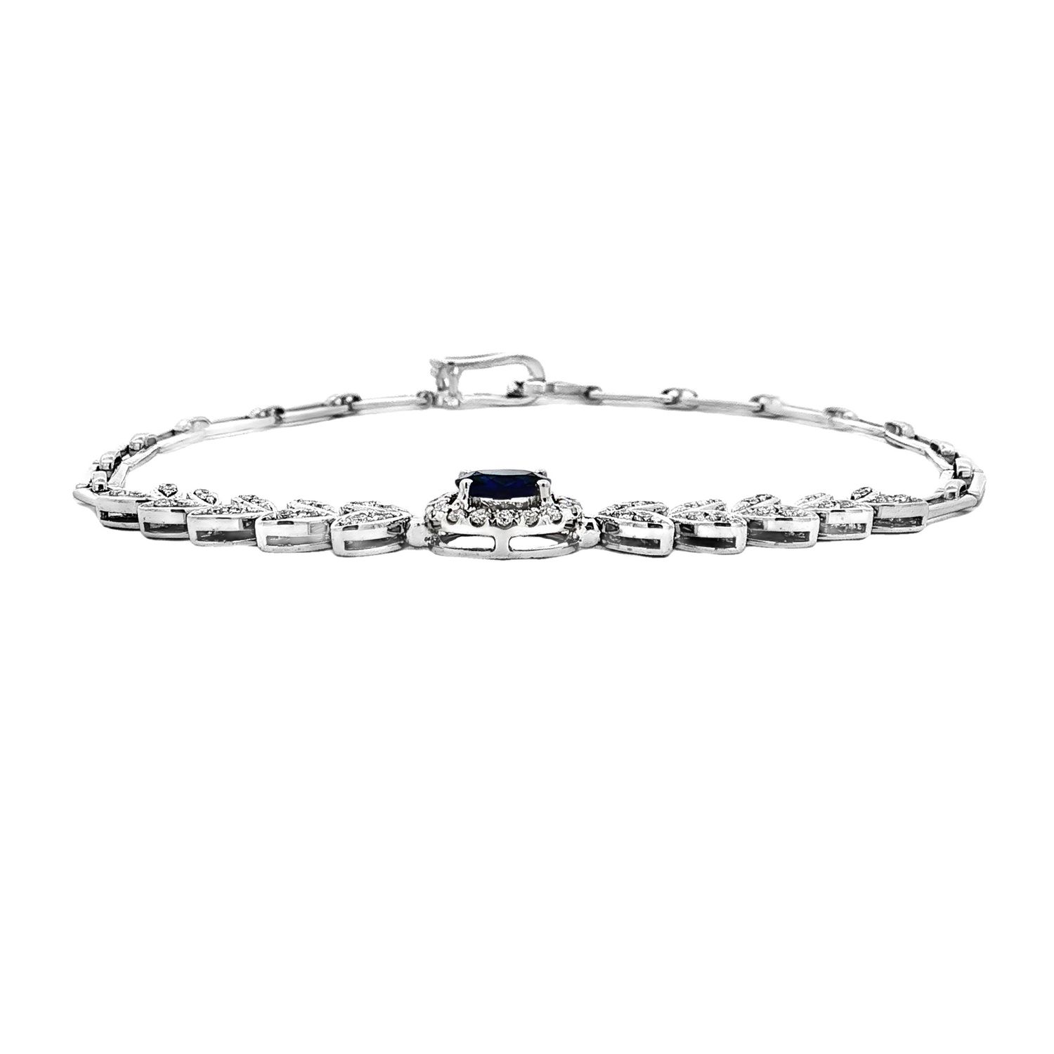 18K White Gold Natural Sapphire And Diamond Bracelet TF0020
