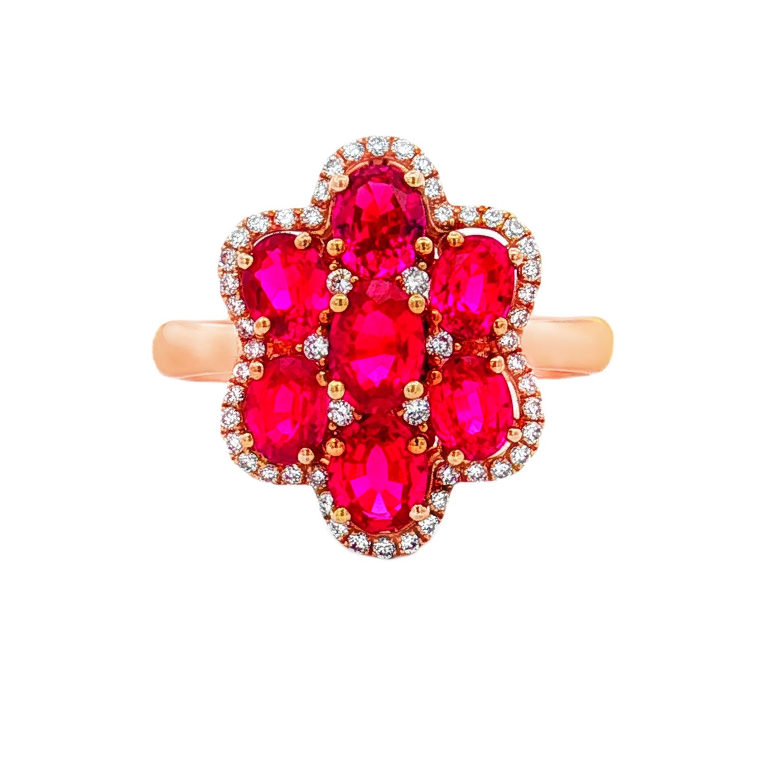 18K Rose Gold Natural Ruby And Diamond Size 7# Engagement Ring TF0037
