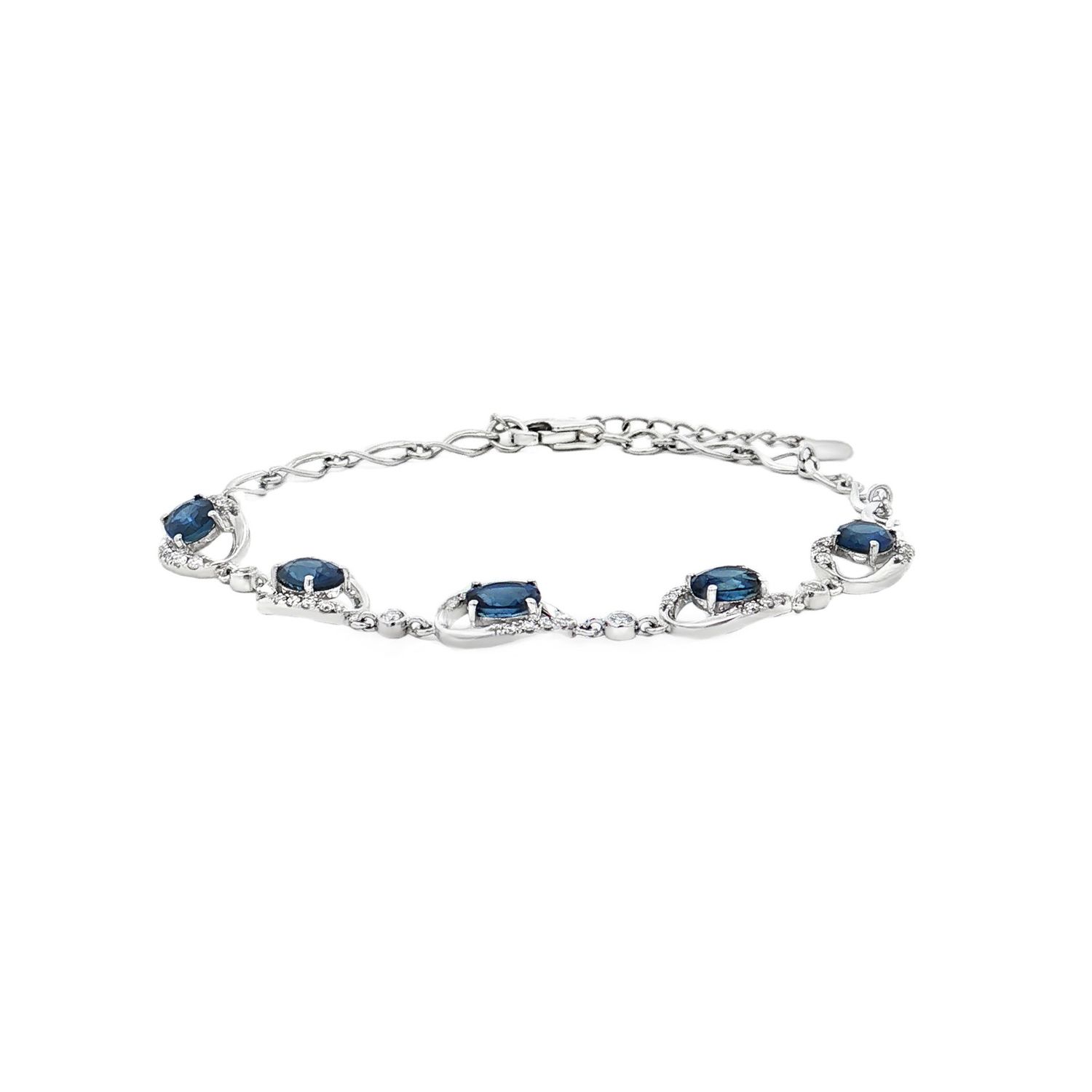 18K White Gold Natural Sapphire And Natural Diamond Bracelet HFXY0007