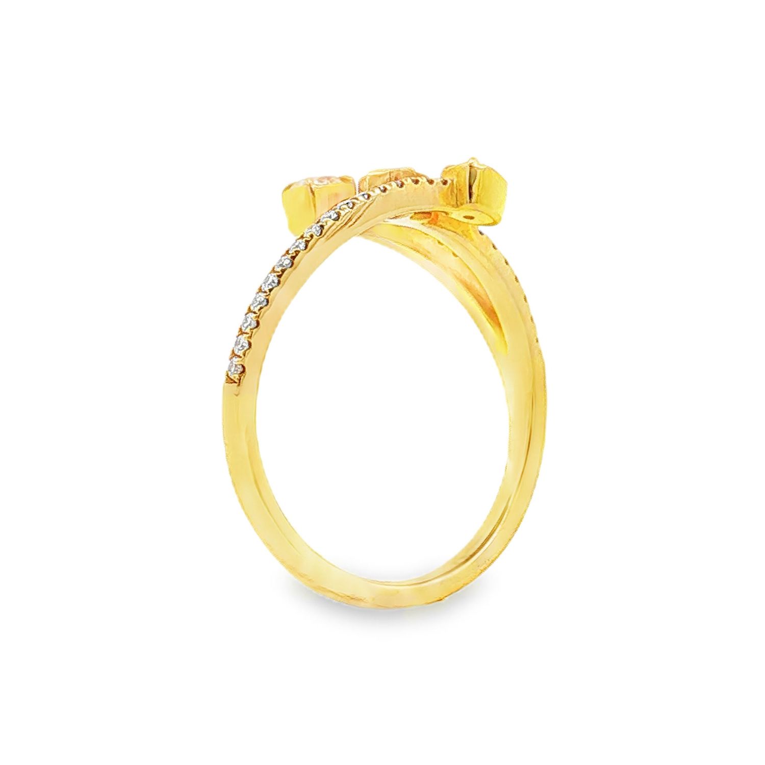 18K Yellow Gold Natural Yellow Diamond And Diamond Size 6 Ring BJL0001