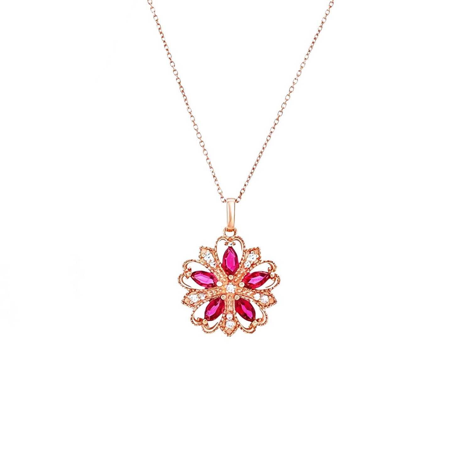 18K Rose Gold Natural Spinelle And Natural Diamond Necklace HFXY0005