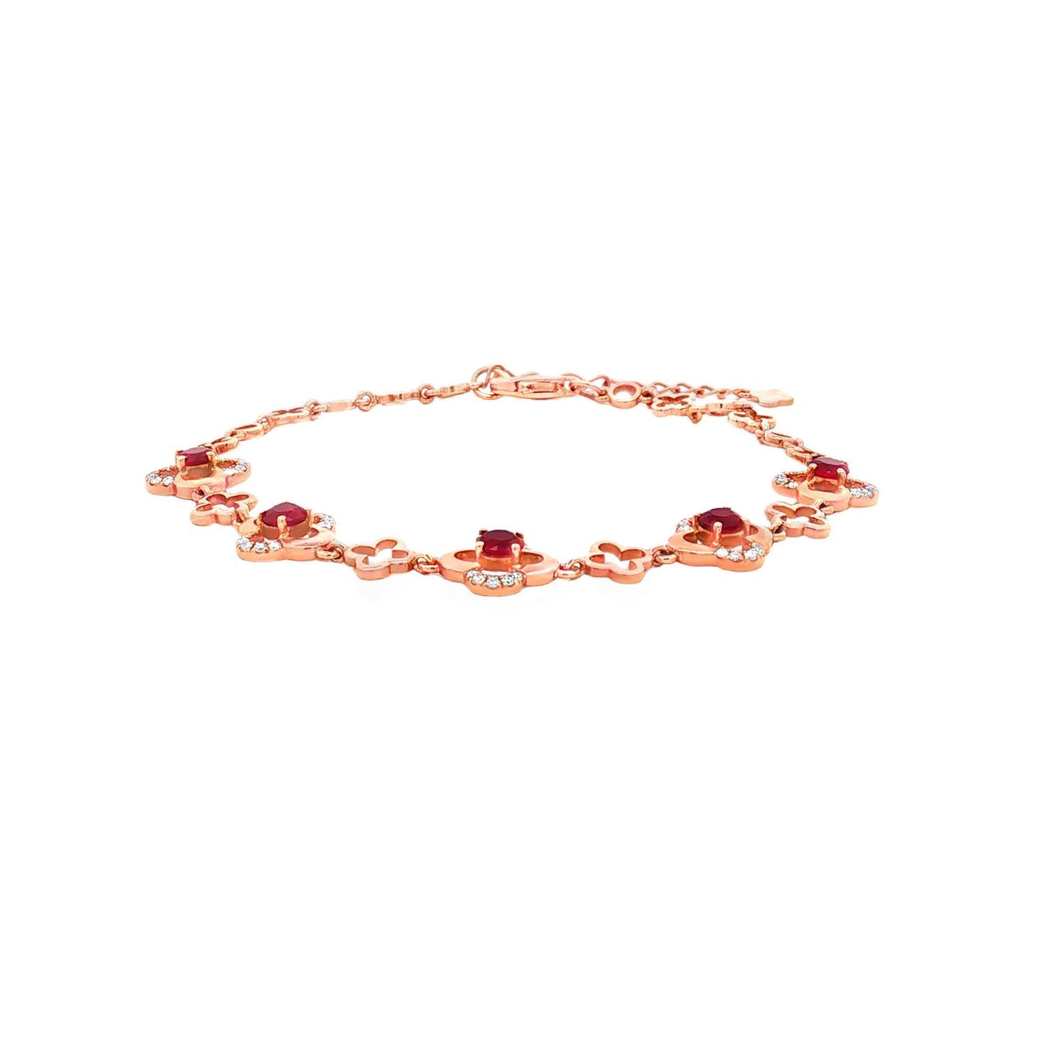 18K Rose Gold Natural Ruby And Natural Diamond Bracelet HFXY0008